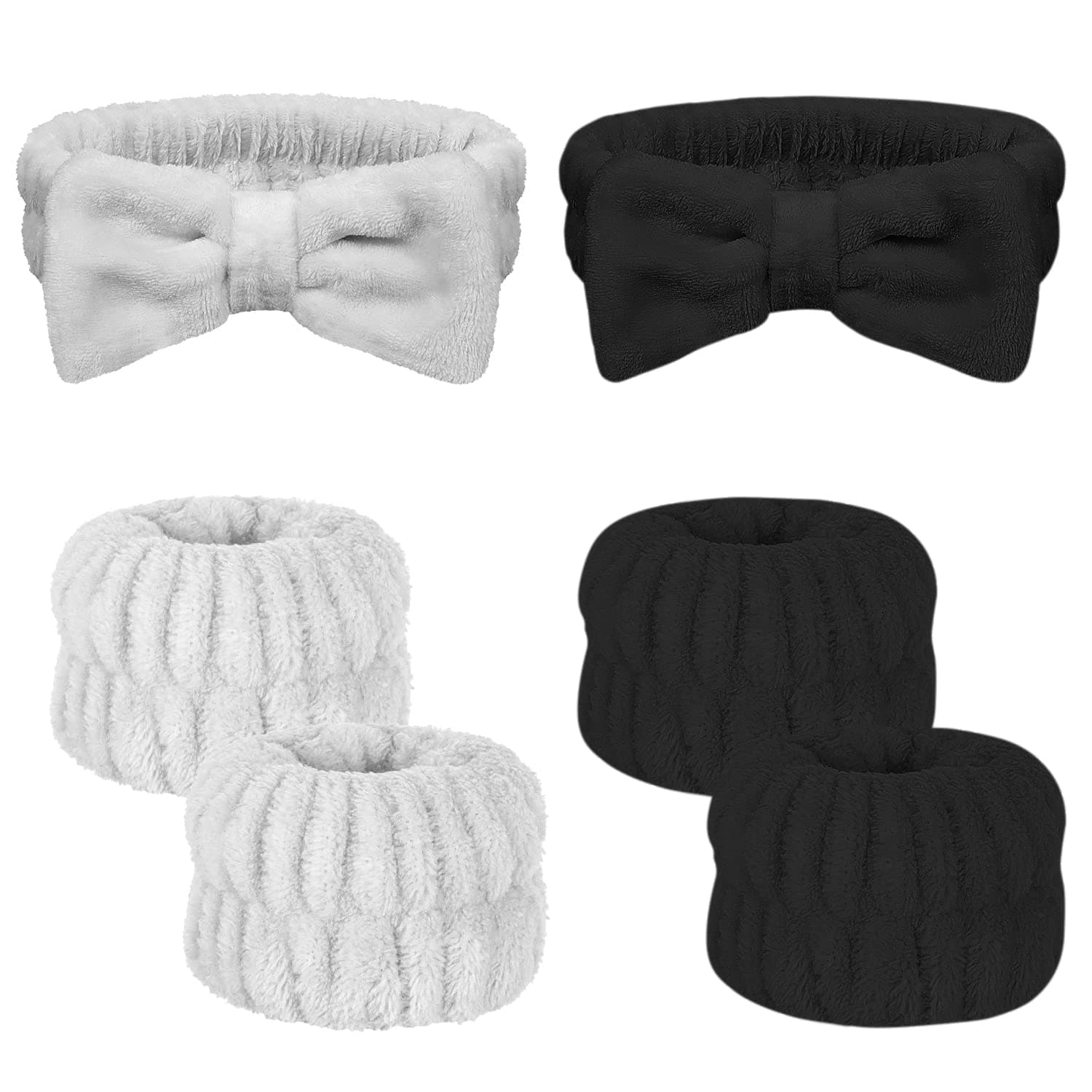 6 Pcs Spa Headband Face Wash Wristband and Headband Set, Microfiber Hair Band Skincare Headbands Makeup Headband and Wristband Set for Washing Face, Facial Wrist Towel Washbands for Women Girls
