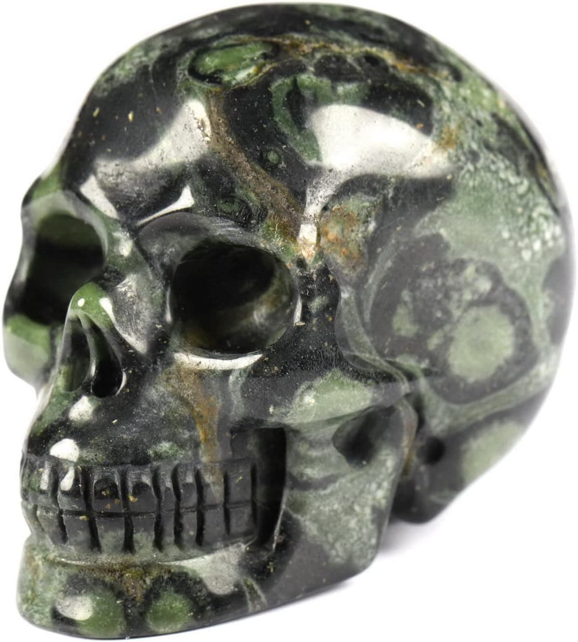 Skullis 2.0" Kambaba Jasper Crystal Skull, Hand Carved Gemstone Fine Art Sculpture, Reiki Healing Stone Statue.2
