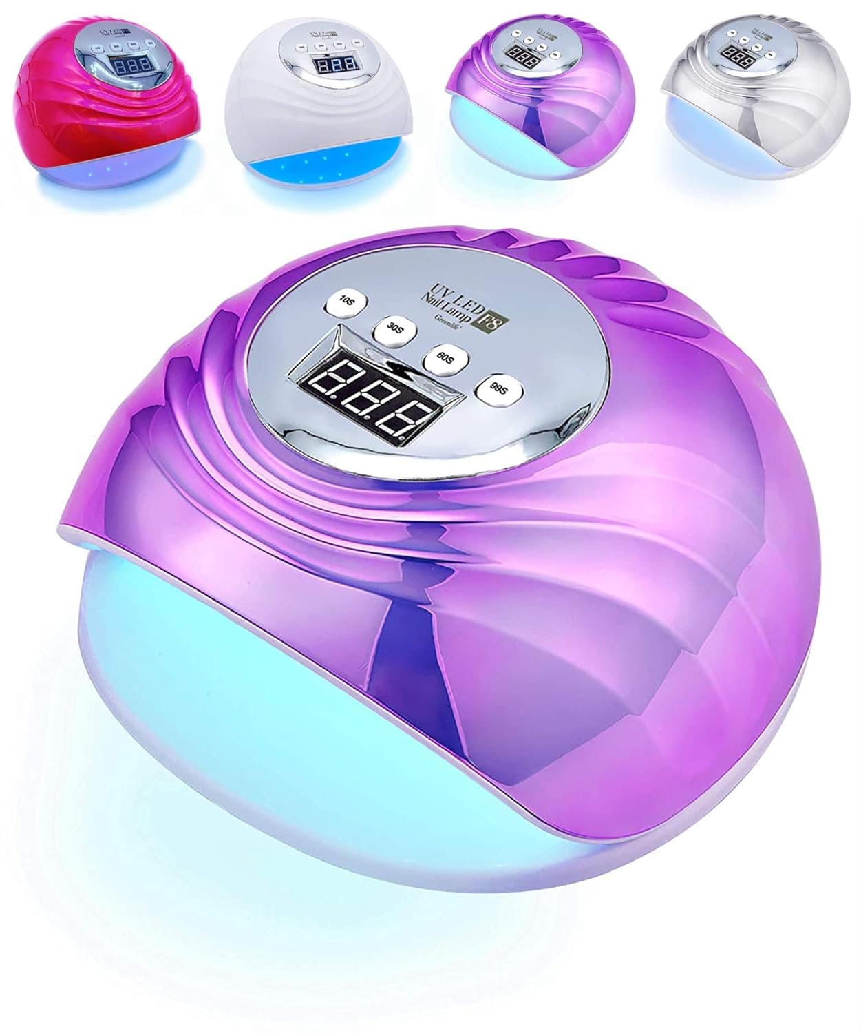 86W UV LED Nail Dryer Lamp, GreenLifeUV LED Light Gel Nail Polish Curing Lamp for Professional Salon 4 Timer Sensor Double lights Machine Nail Phototherapy Machine Fast Nail Curing Drying (Purple)
