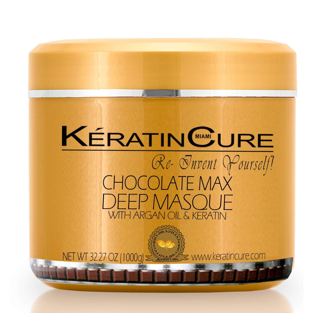 Keratin Cure Chocolate Max Deep Hair Mask Masque Moisturizing Reparation Shea Butter Argan Oil Strengthen Boosts Growth Smooths Frizz Scalp Treatment for all types (32 Ounce)