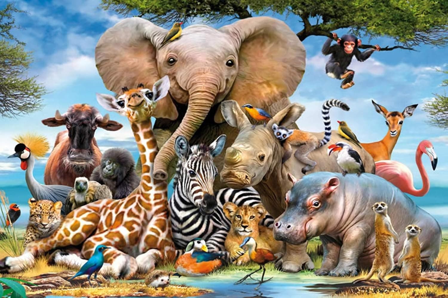 Animal World 1000 Pieces Jigsaw Puzzle for Kids & Adult, Landscape, Bay Castle and Vintage Paintings Jigsaw Large Puzzle Game Toys Gift