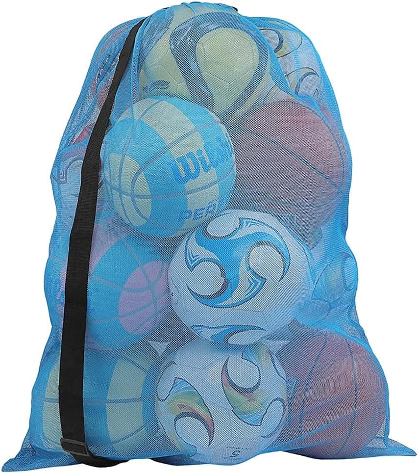 Sucpeii Extra Large Ball Bag Mesh Soccer Ball Bag - Heavy Duty Drawstring Bags Hold Equipment for Sports Including Basketball, Volleyball, Baseball, Football Swimming Gear or The Beach