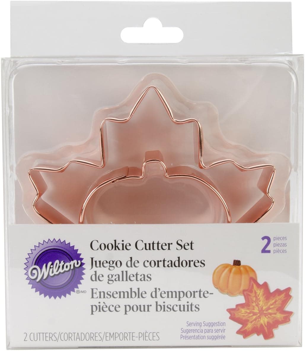 Wilton Maple Leaf and Pumpkin Copper Plated 2-Piece Cookie Cutter