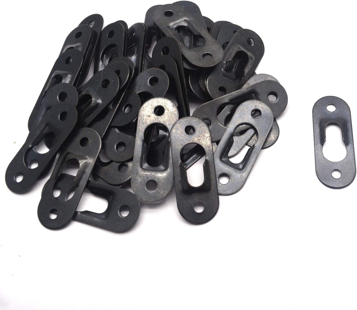 T Tulead Keyhole Bracket Metal Keyhole Hanger Mirror Hangers 1.6"x0.6"x0.08",Black 50PCS with Mounting Screws