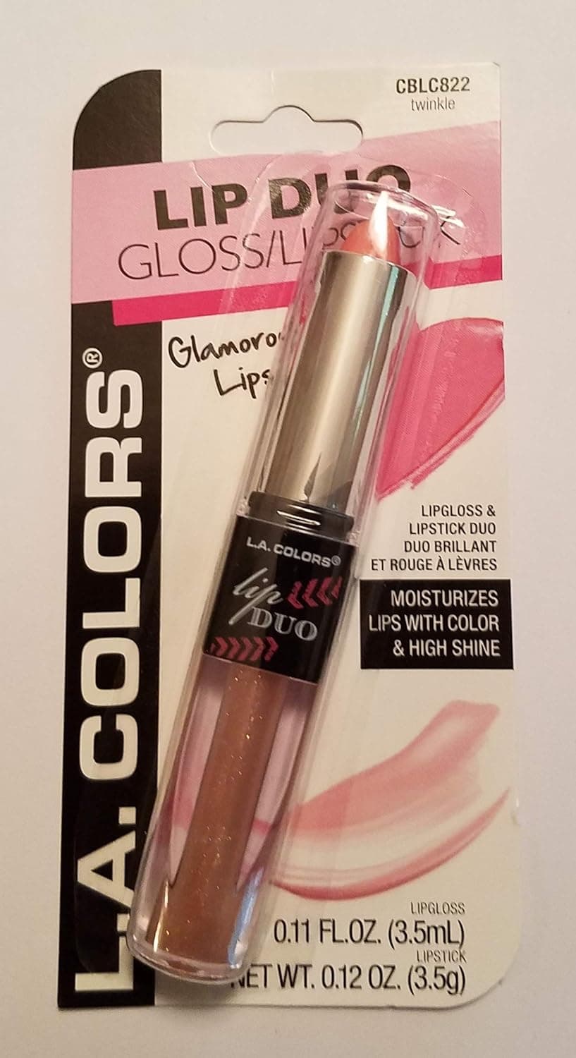 LA Colors Lip Gloss & Lipstick Duo, Moisturizes lips with natural color & high Shine, BLC822 Twinkle