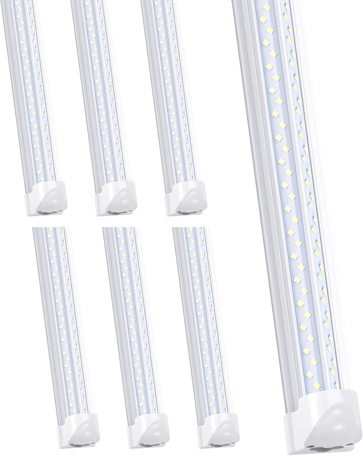 120W 8FT LED Shop Light, T8 Integrated 4 Rows Bulbs, Linkable Shop Lights Fixture,V Shaped 270 Degree, Clear Lens,6000K, Plug and Play, LED Fluorescent Tube Lights Replacement,(6-Pack),Ship from USA