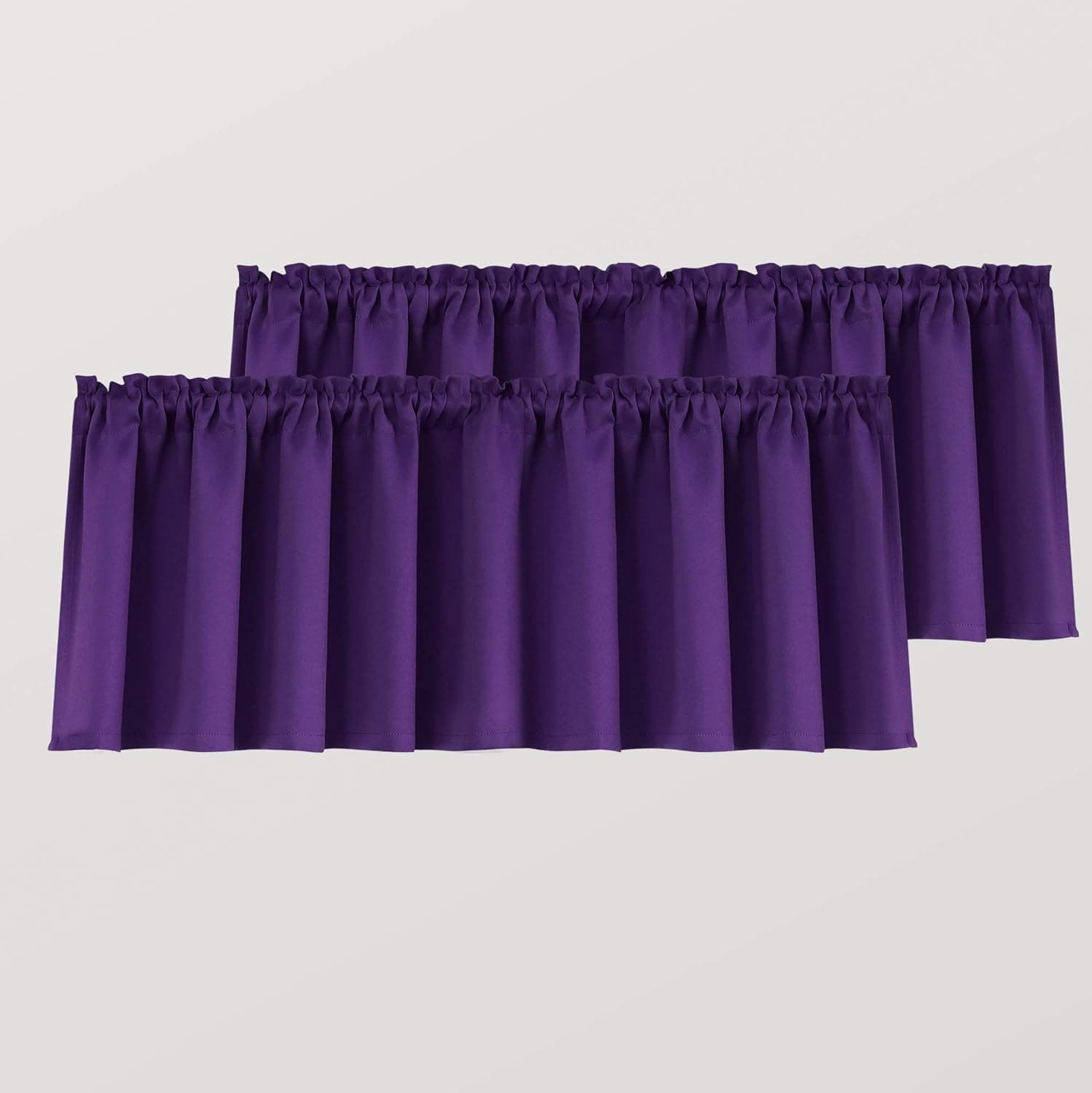 Mrs.Naturall Royal Purple Valances for Windows 2 Pack 18 Inch Length Pole Pocket Light Blocking Blackout Window Valance for Living Room Bathroom Dark Purple
