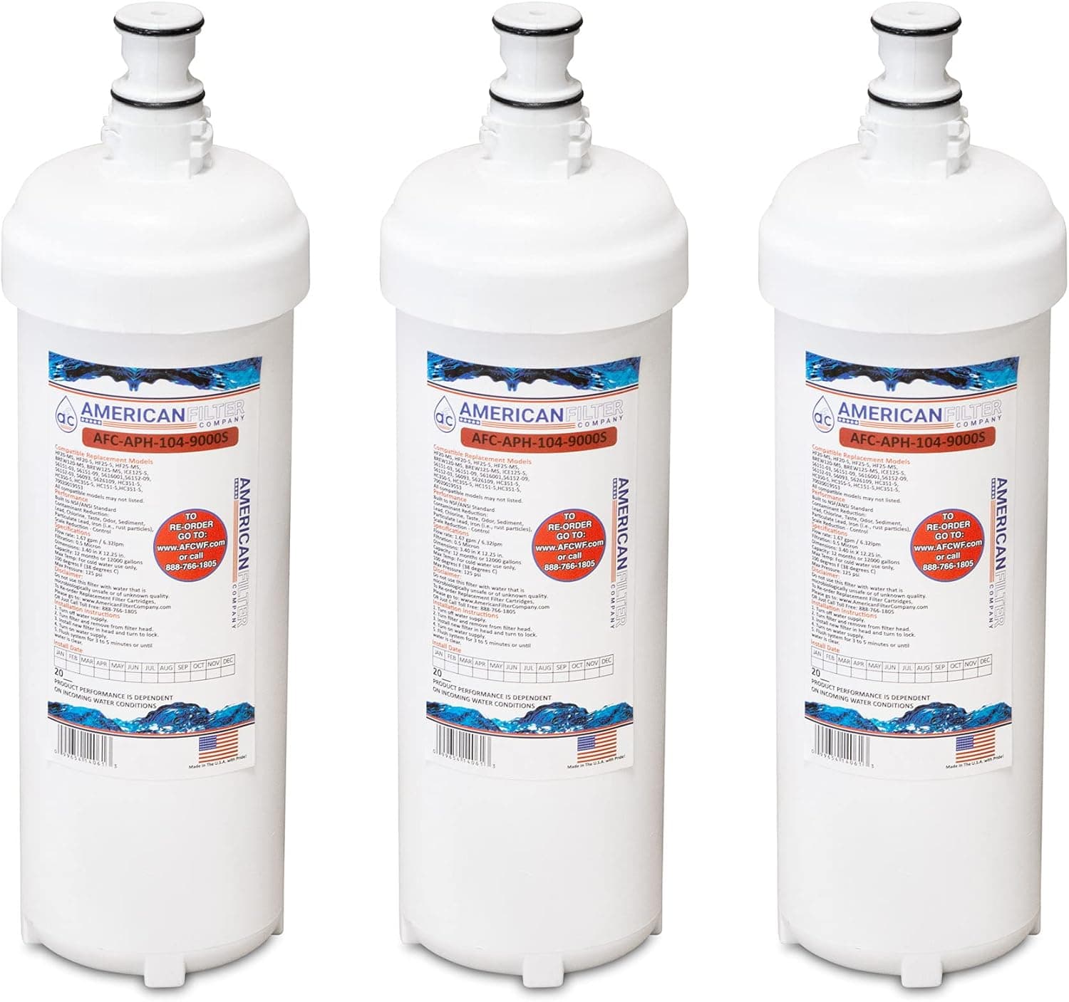 American Filter Company 3 Pack (TM) Brand Water Filter AFC-APH-104-9000S (Comparable with Aqua-Pure (R) HF25-MS Filter)