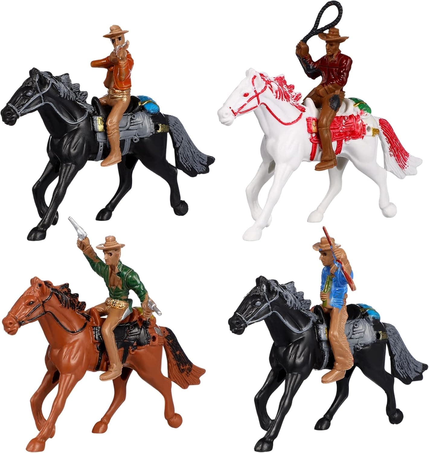STOBOK 4 Pcs Cowboy Riding Toys Farm World Cowboy Horse Figurine Plastic Horse Rider Model Western Cowboy Figure Farm Animal Cattle Decoration