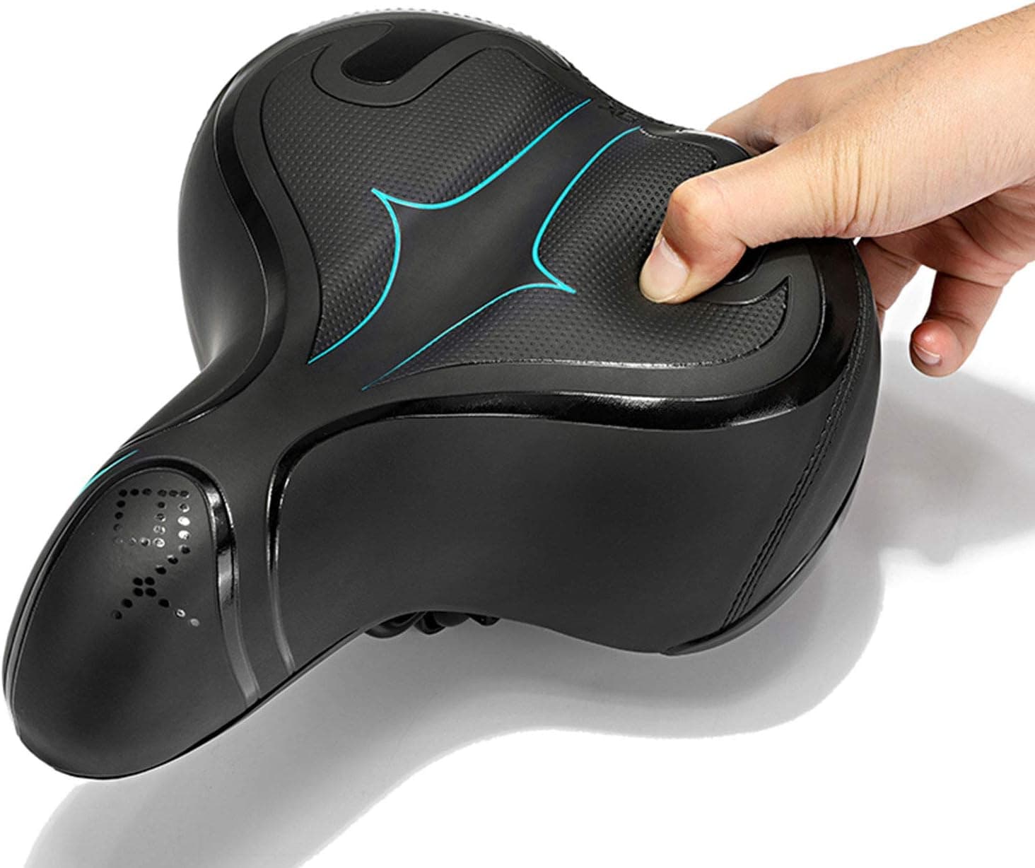 Oweisong Comfortable Wide Bike Seat Bicycle Saddle Memory Foam Padded Soft Bike Cushion for Indoor/Outdoor Bikes City Bikes, Mountain Bike