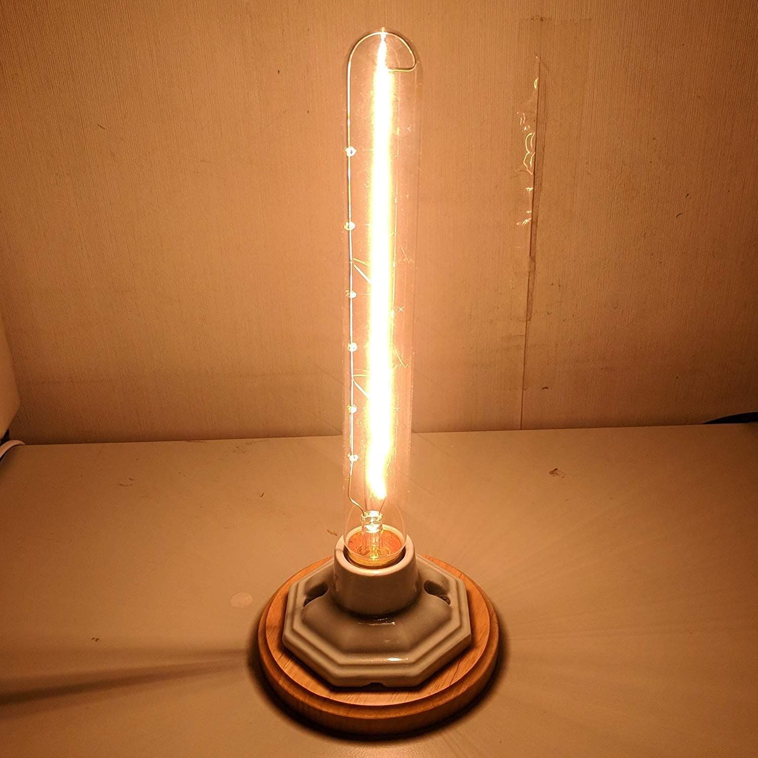Bare Vintage Desk Lamp Steampunk Retro Wooden Porcelain Base Table Top Bedside Industrial Lamp For Loft Bedroom Office Space Living Dining Room Hallway Fixture Farmhouse Edison Style Indoor Lighting