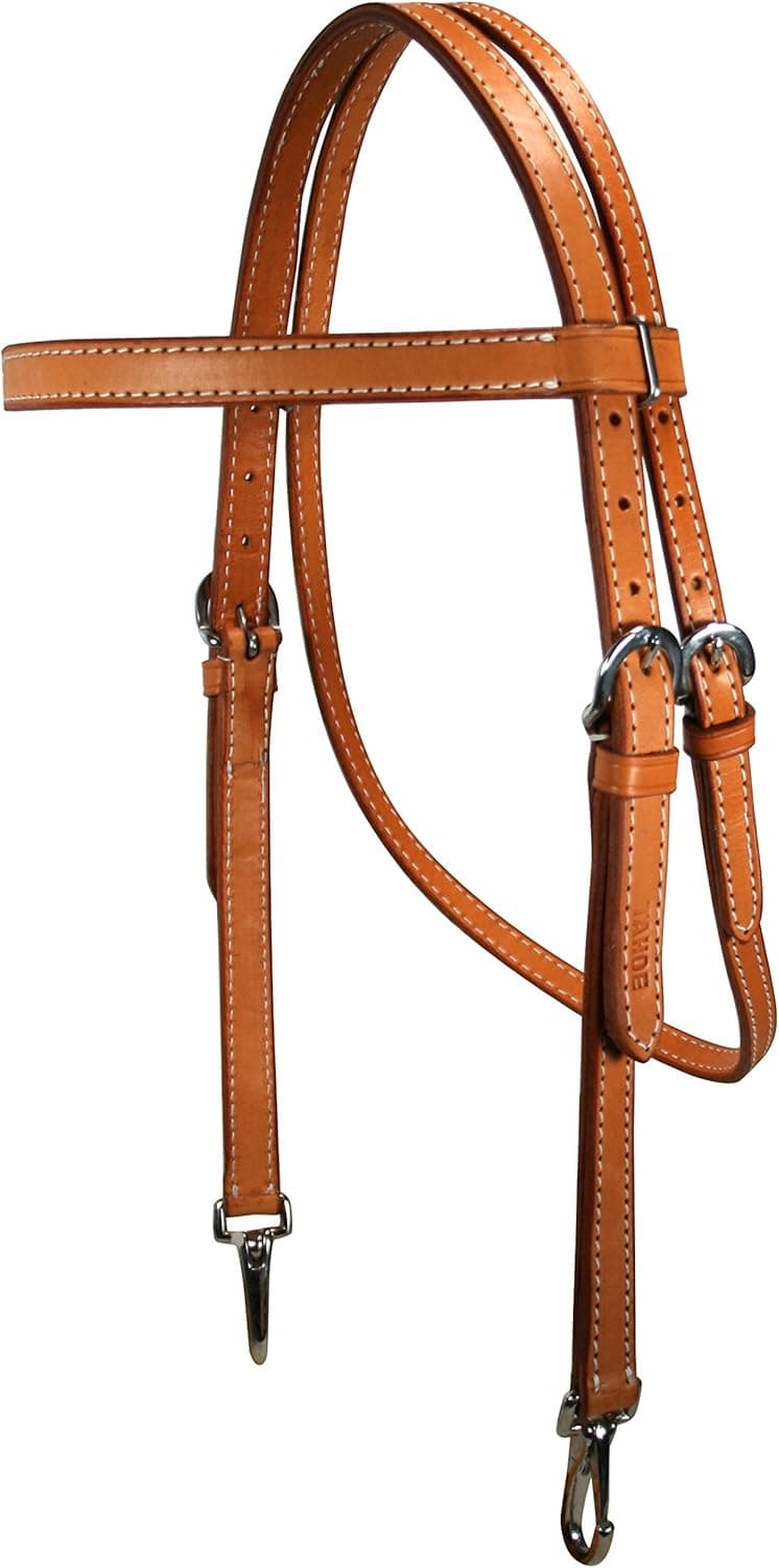 Tahoe Tack Double Duty American Leather Western Horse Training Headstall with Clip Ends