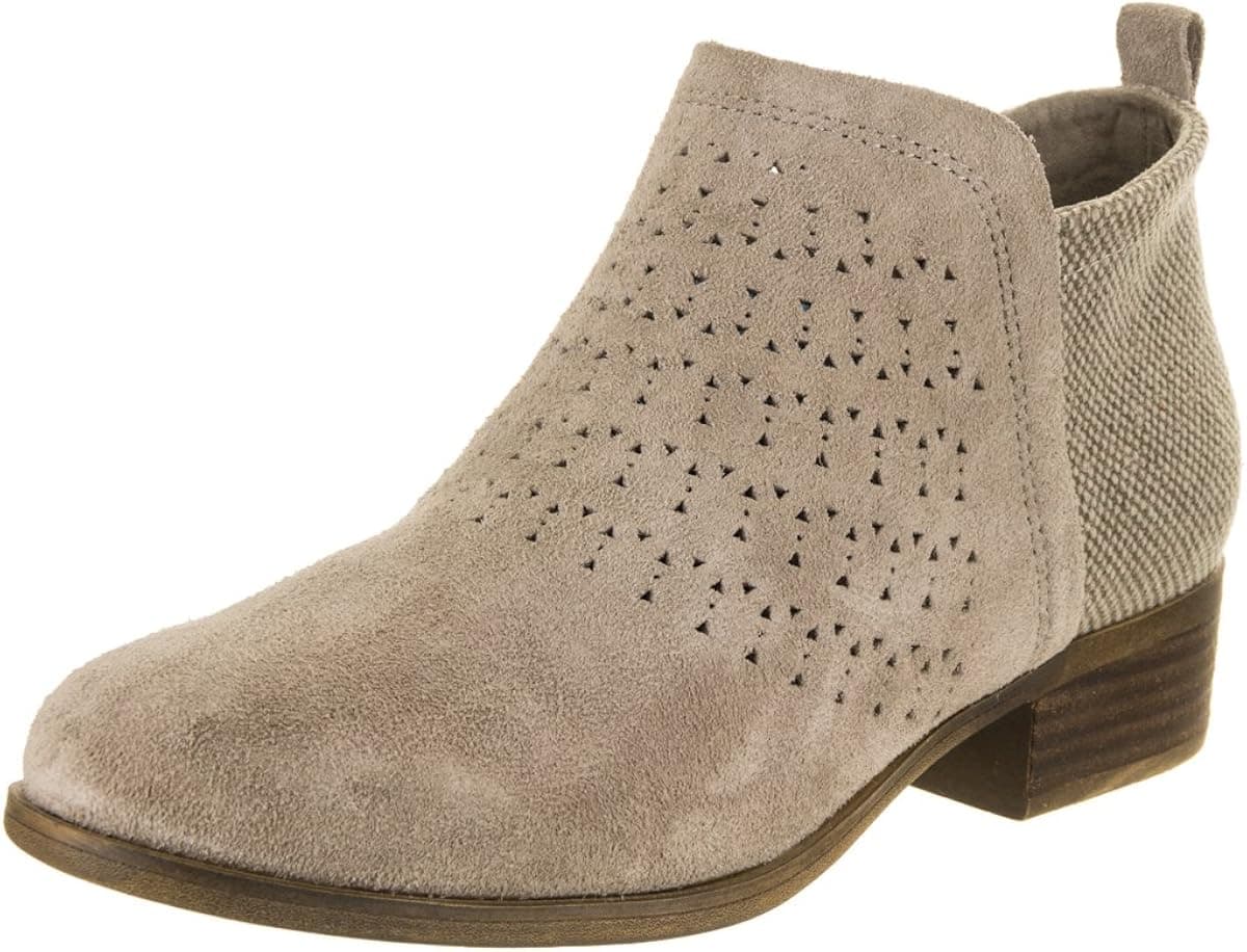 TOMS Women's Deia Bootie Taupe Suede Perf/Farren 8.5