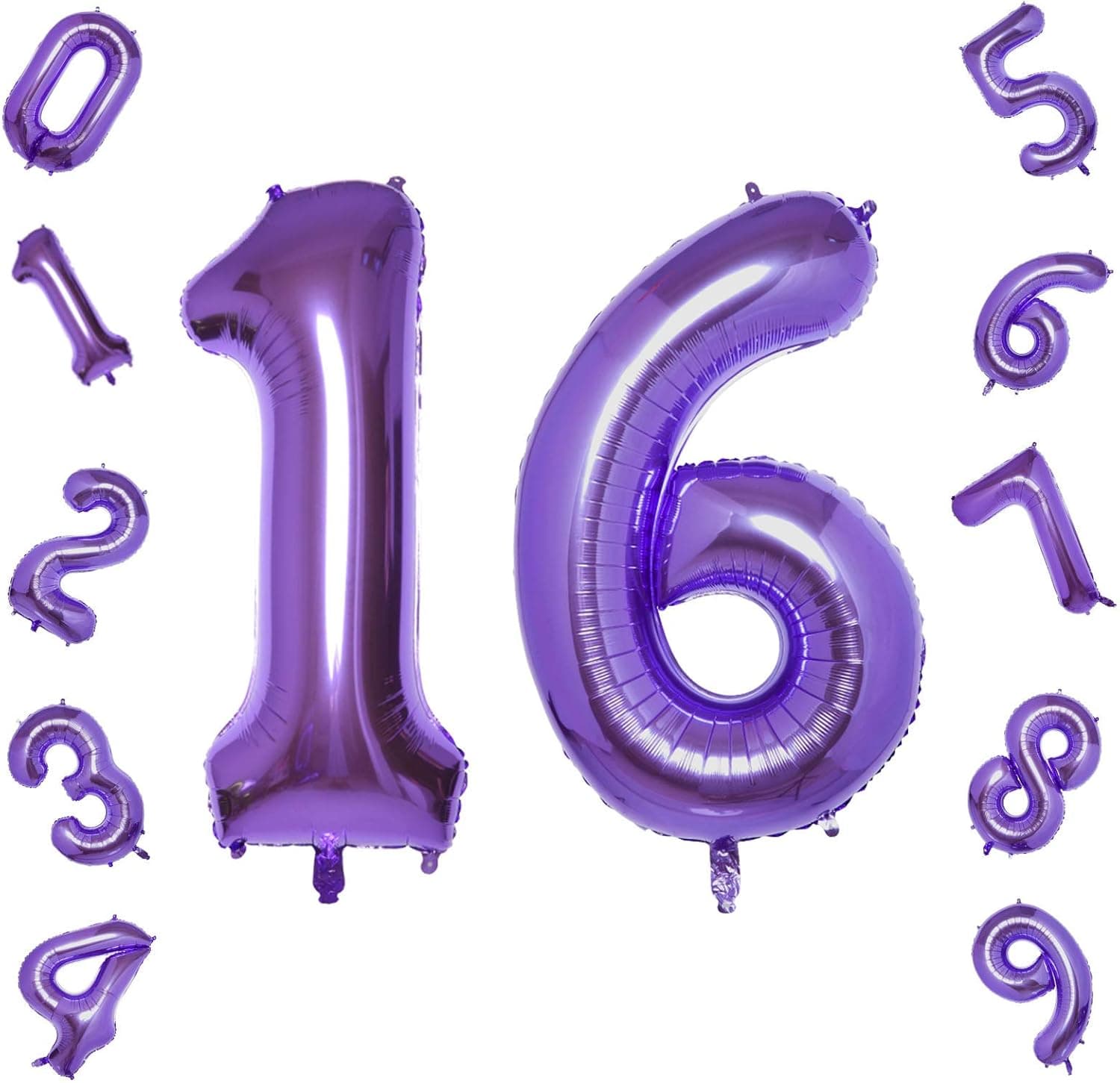 Purple Number 16 Balloons,40 Inch Birthday Number Balloon Party Decorations Supplies Helium Foil Mylar Digital Balloons (Purple Number 16)