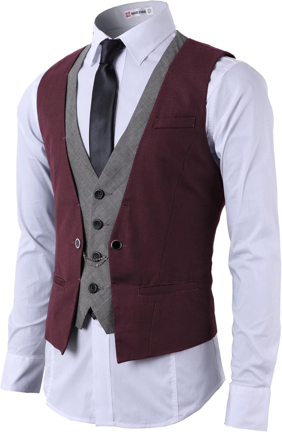 H2H Mens Dress Slim Fit Vests Premium Business Dress Suit Vests Button Closure