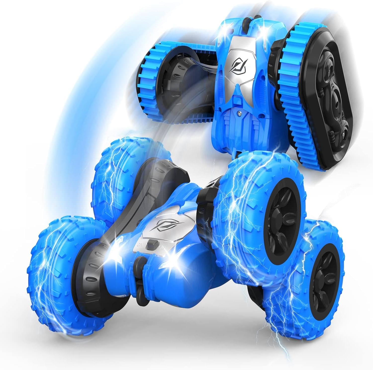Toys for 5-12 Year Old Boys, 2 in-1 Rc Stunt Car for Kids and 2.4Ghz 4WD 360° Rotating with Headlights, Cool Remote Control Car Present Christmas Birthday Gifts for Kids Aged 4+