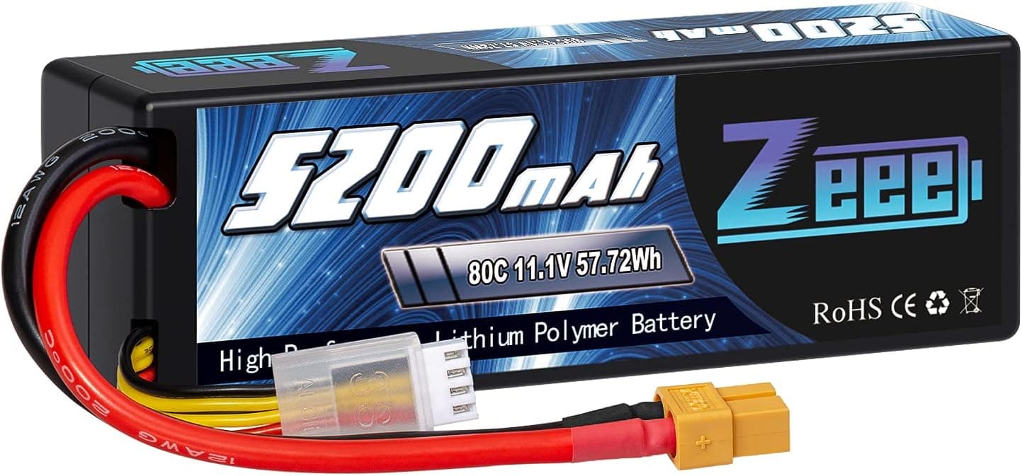 Zeee 3S 5200mAh Lipo Battery 11.1V 80C Hard Case with XT60 Connector for RC Car Truck Boat Airplane Quadcopter Helicopter Racing Hobby