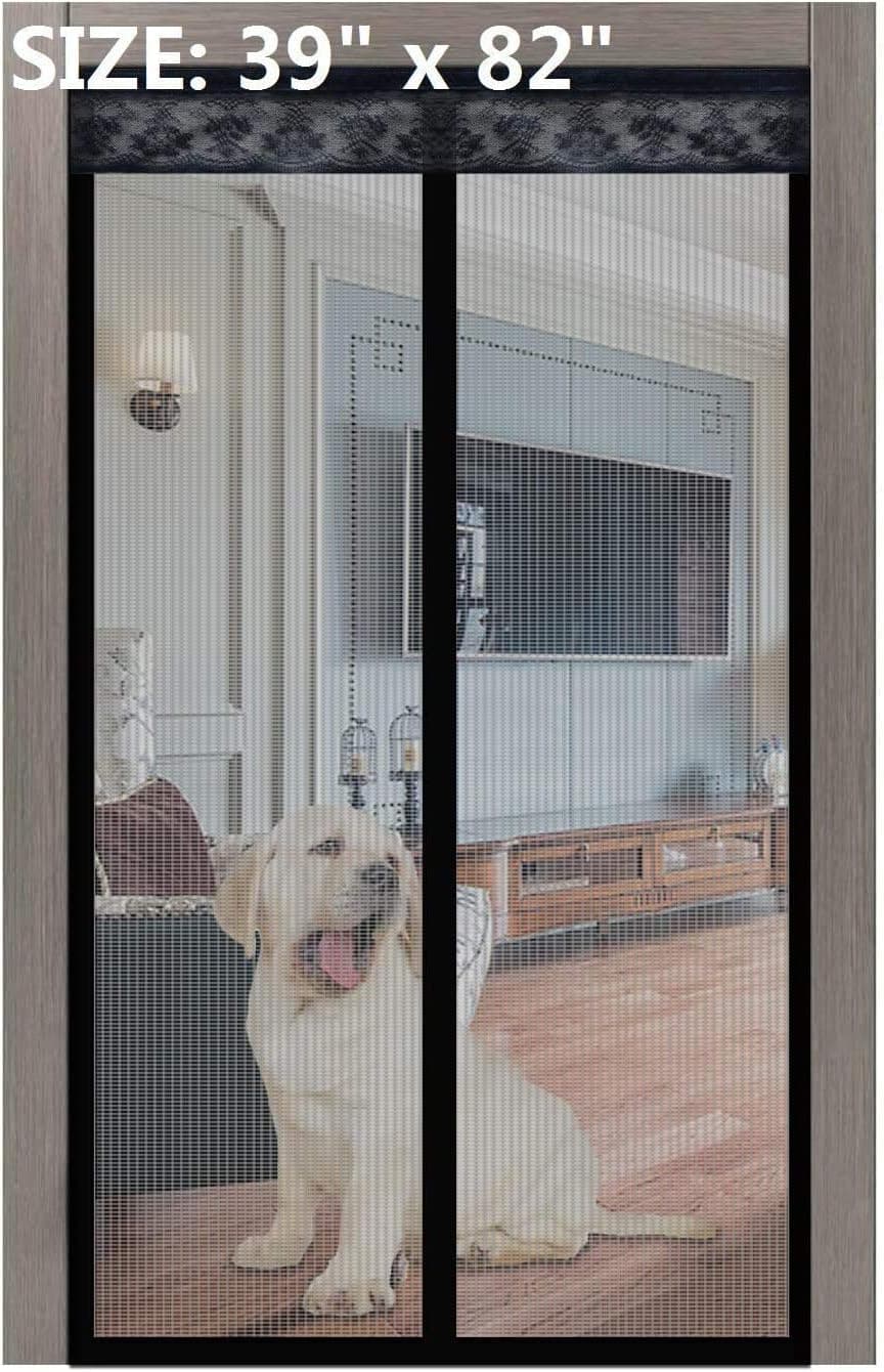 Magnetic Screen Door 35x82 Inches,Screen Doors with Magnets Heavy Duty Mesh Curtain Full Frame Hook&Loop,for Front Door Apartments and More,Hands Free,Pet and Kid Entry Friendly