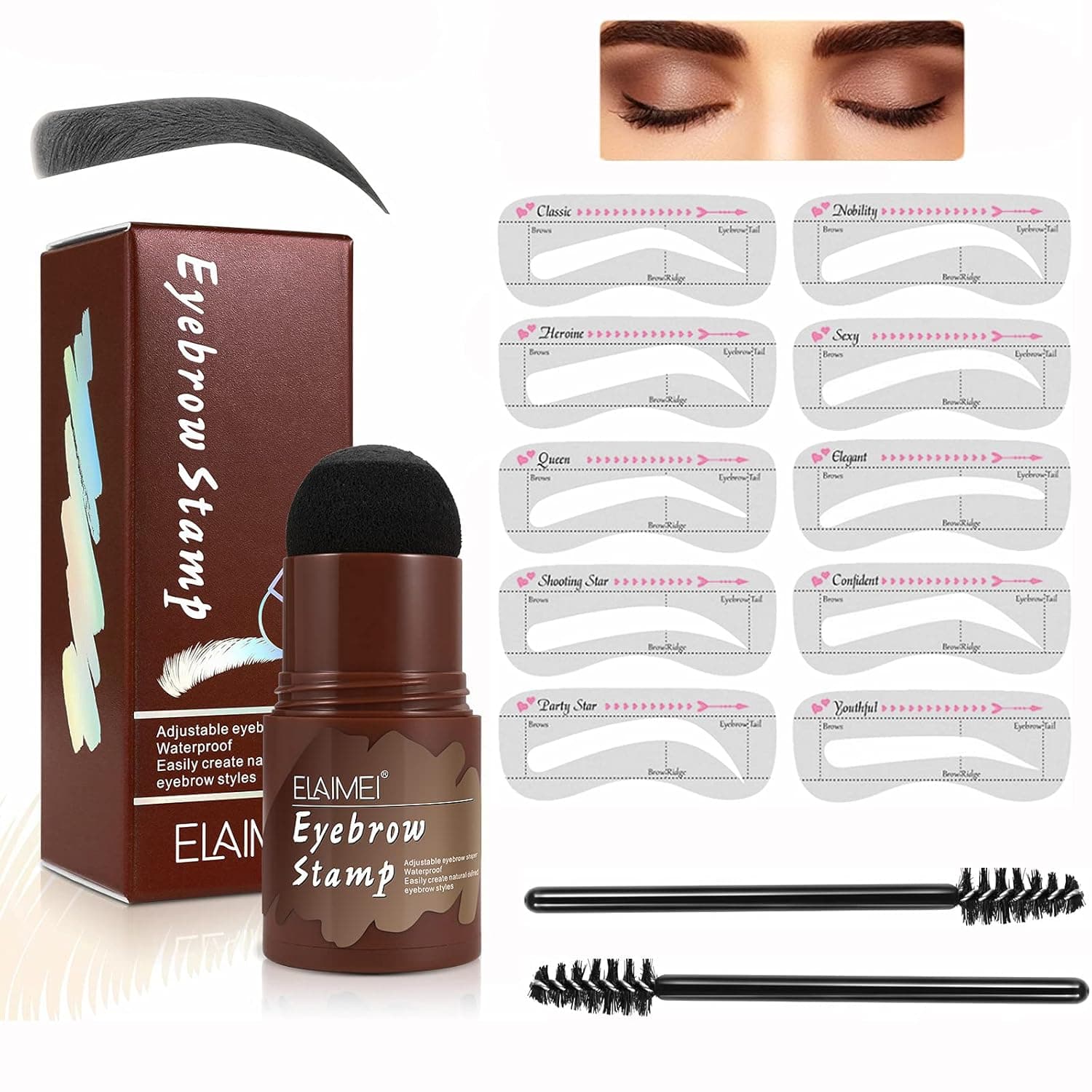 moulis Eyebrow Stamp Kit, Hairline Eyebrow Stamp, Brow Stamp and Shaping Kit | Eyebrow Makeup for Women Girls, Long Lasting & Waterproof Eyebrow Stamp Stencil Kit (Black)