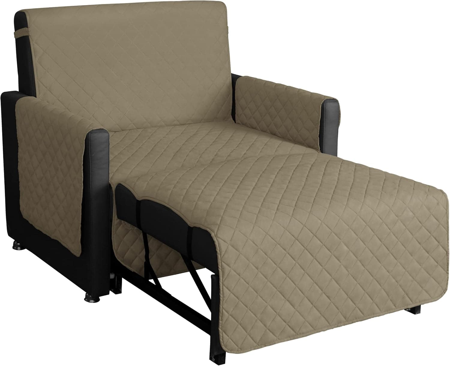 Easy-Going Reversible Couch Cover 3-in-1 Convertible Chair Cover, Multi-Functional Adjustable Reclining Cover, Water Resistant Sofa Bed Cover, Sleeper Chair Slipcover (30 Inch, Beige/Beige)