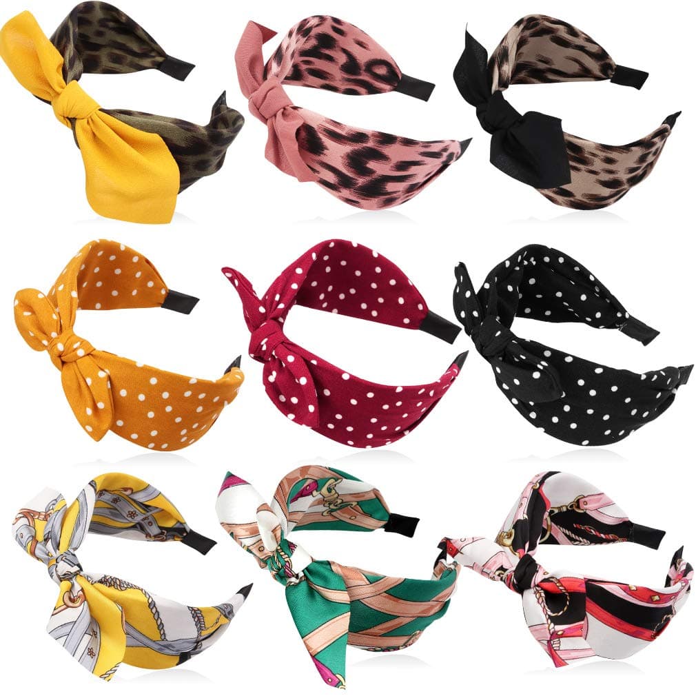 Canitor 9 Pack Bow Headbands for Women Knotted Headbands for Women Turbans for Women Bow Knotted Headbands for Women Diademas Para Mujer De Moda