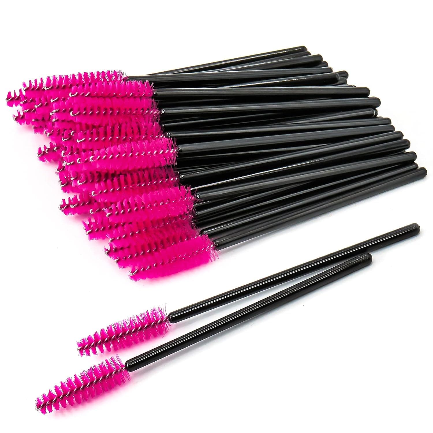 GreenLife 50 pcs Multicolor Disposable Eyelash Brush Mascara Wands Applicator (Black-Rose)