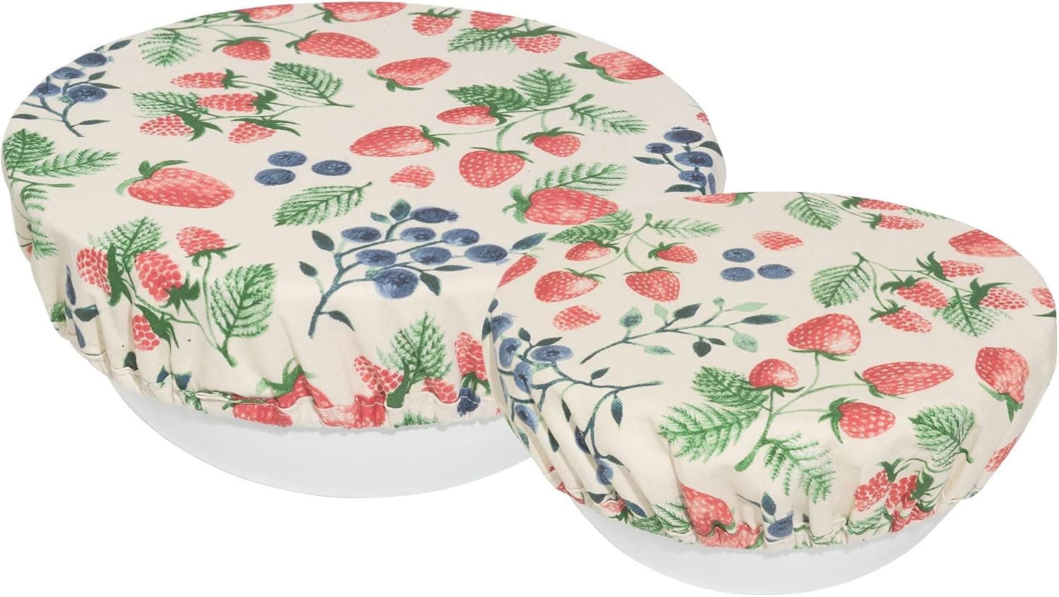 Now Designs Berry Patch Save It Reusable Cotton Bowl Covers 7.5 and 9.5 inches, Set of 2