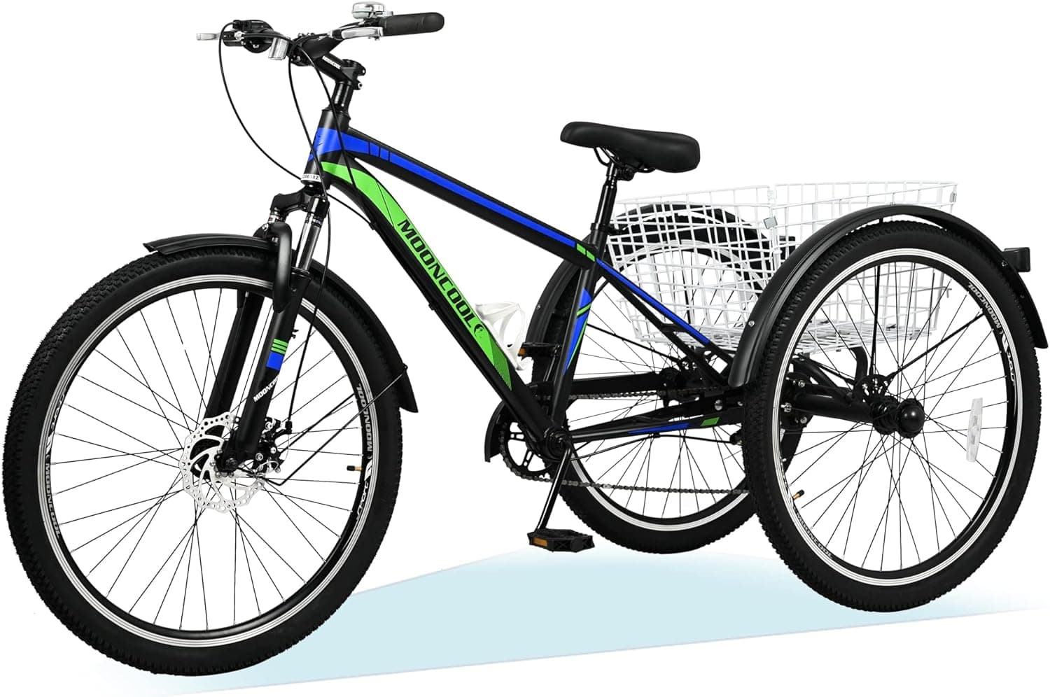 VANELL Adults Tricycles, 3 Wheeled 20"/24"/26" 7 Speed Bicycle W/Large Size Basket for Shopping Exercise Recreation