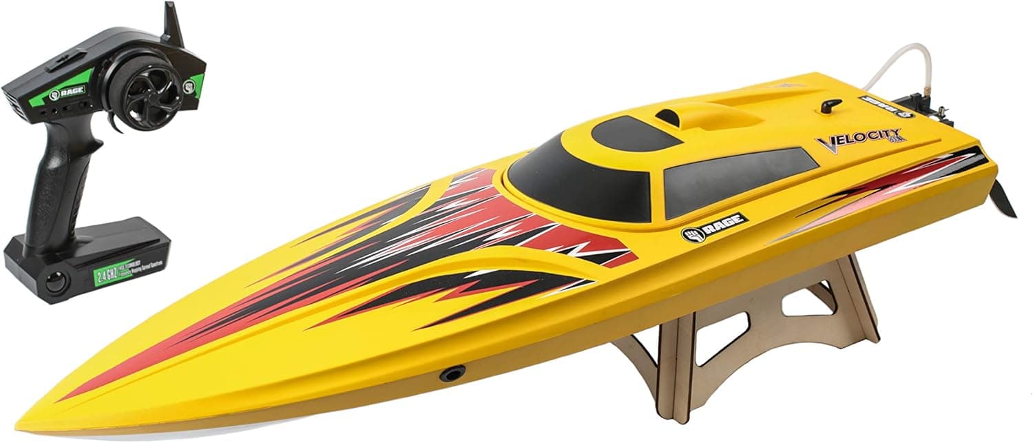 Rage RC RGRB1208 Velocity 800 Bl Brushless Deep Vee Offshore Boat, Yellow