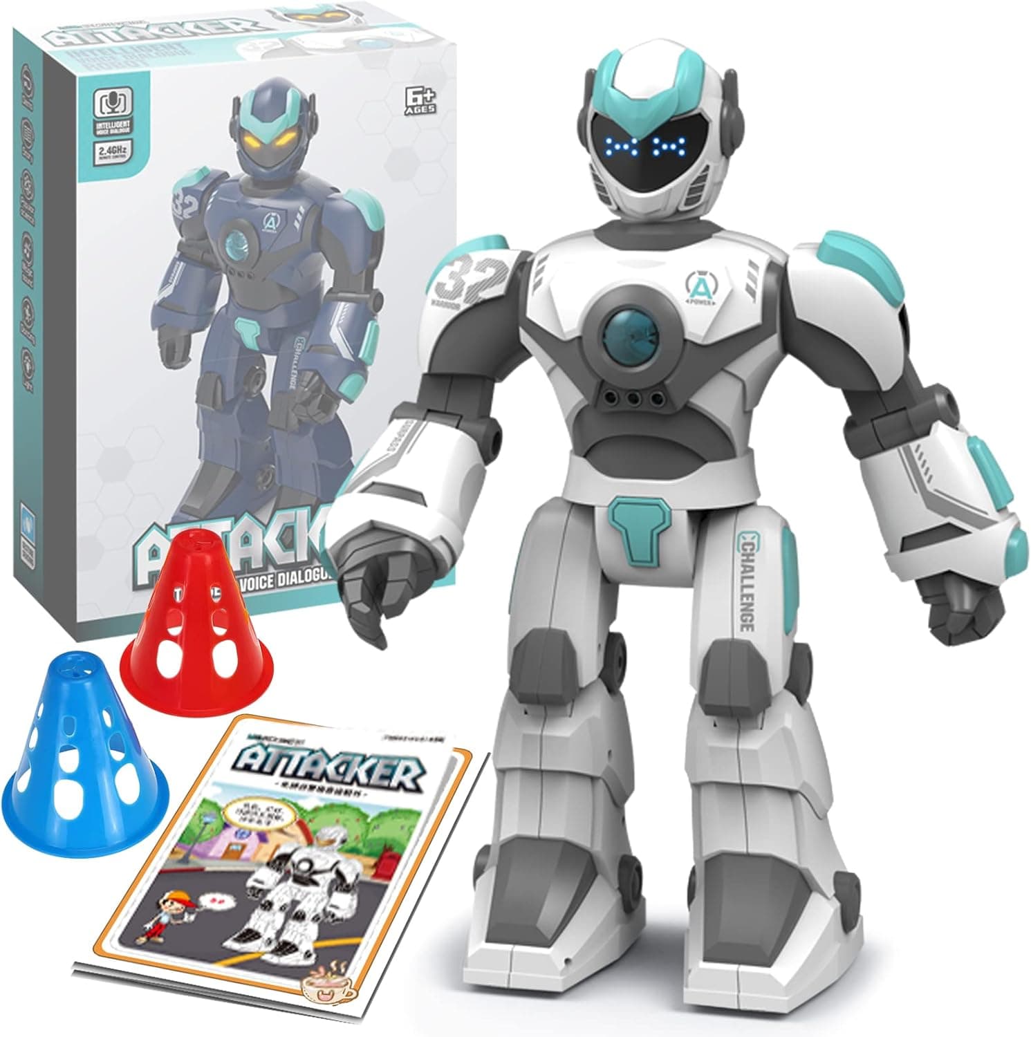 Large Robot Toys for Kids, Giant Smart Robot Toys with Voice Control, Big Robot Toys for 6 7 8 9 Year Old Boys Girls, RC Robot Gifts for Kids, Birthday Present Christmas Boys Gifts age 6-9 (White)