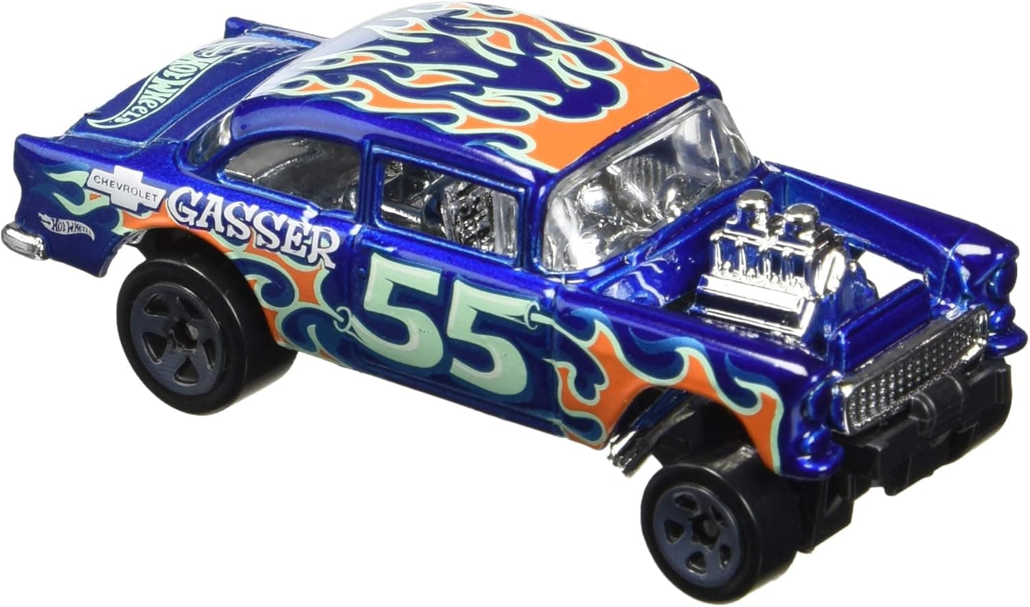 Hot Wheels 2017 HW Flames '55 Chevy Bel Air Gasser 109/365, Blue