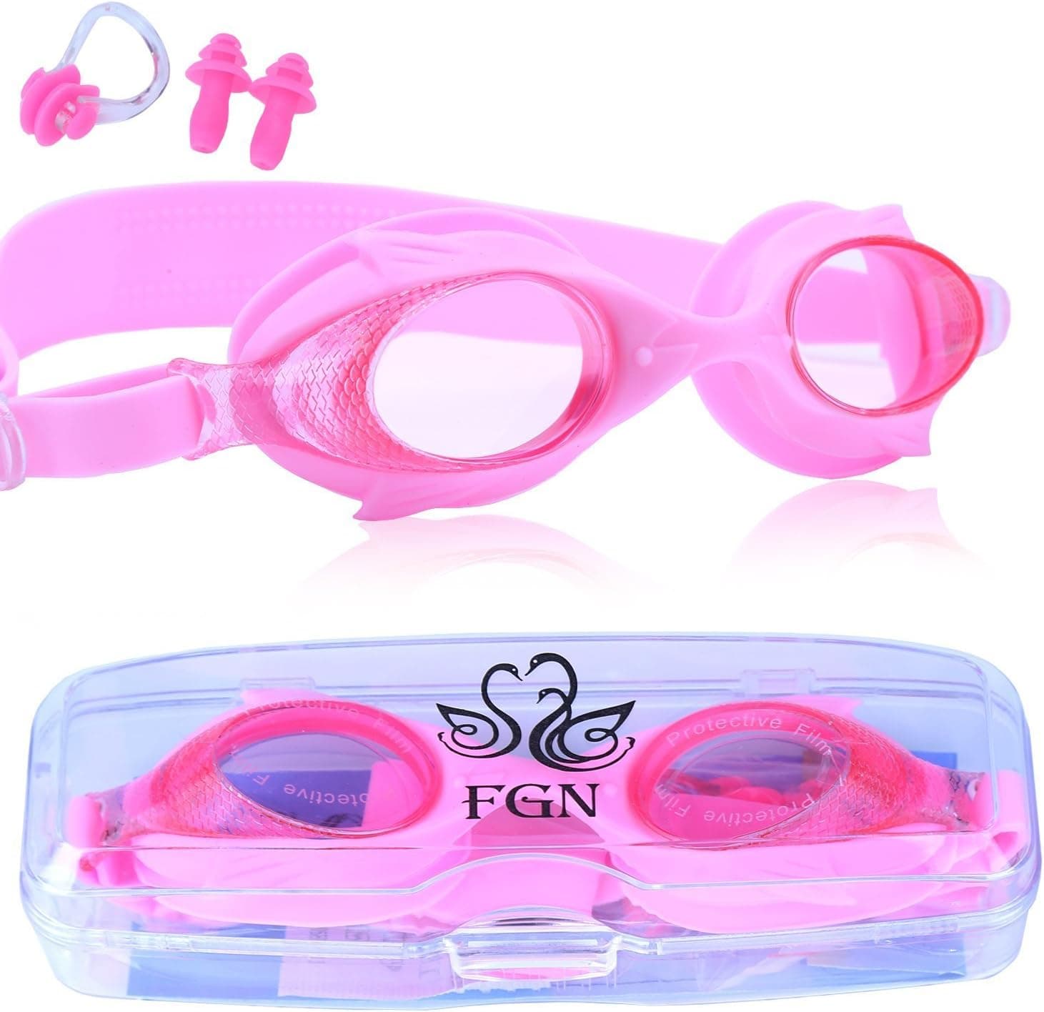 JazzF Swim Goggles, Swimming Goggles No Leaking Anti-Fog UV Protection Triathlon for Adult Men Women Youth Kids Child, Wide Vision, Shatter-Proof, Watertight, Mirrored Clear Lens