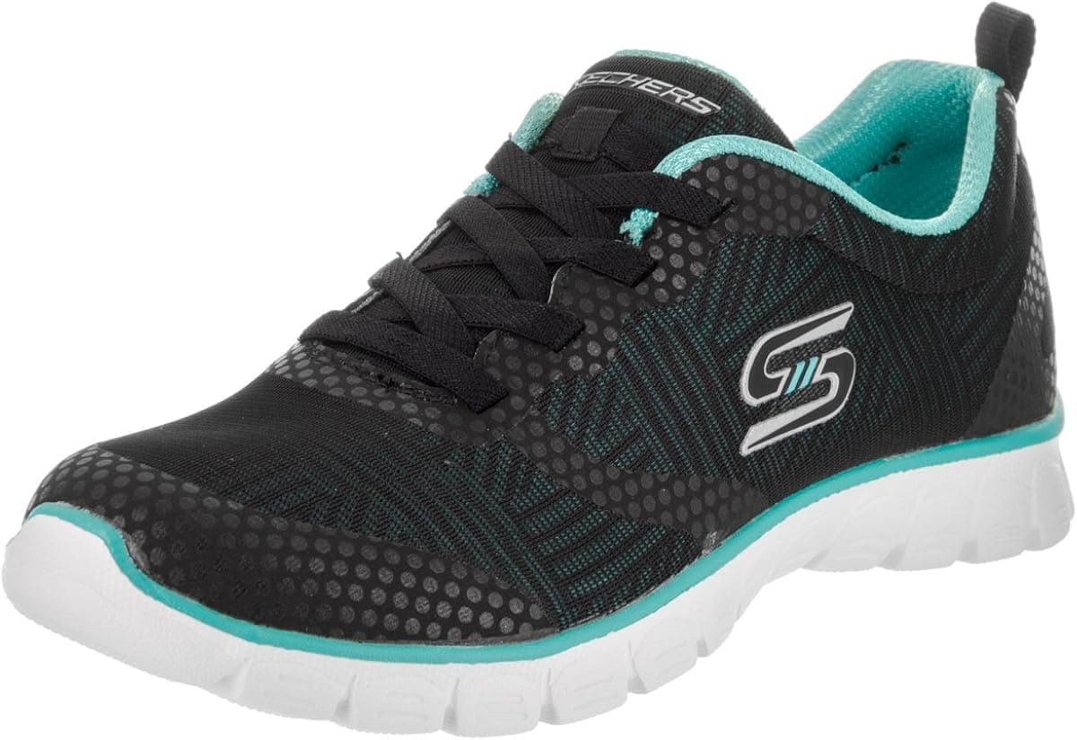 Skechers Women's EZ Flex 3.0 Ready to Roll Sneaker,Black/Aqua,US 8.5 M