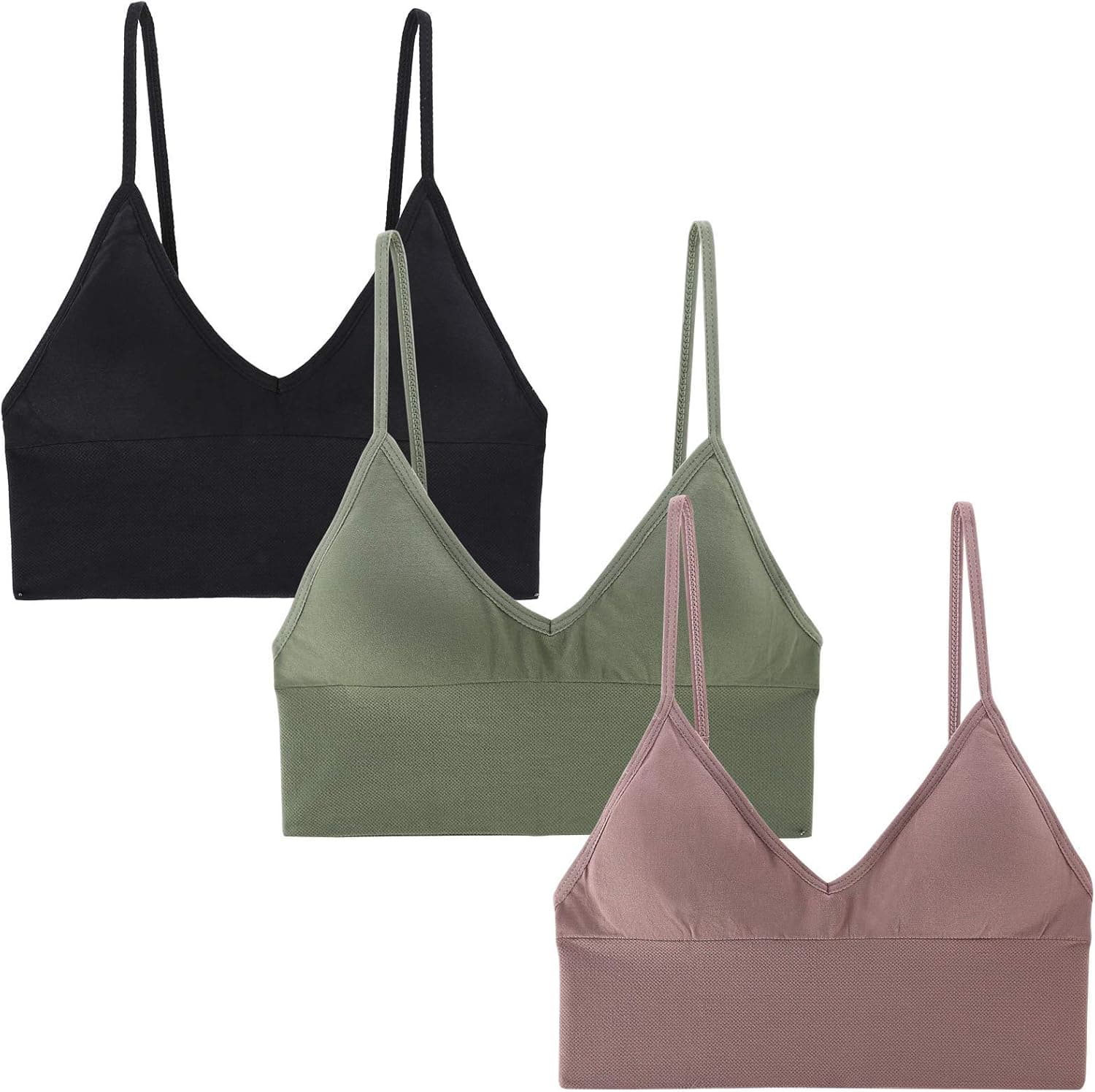 Peachat Bralettes for Women Longline Low Back Adjustable Triangle Bralette V Neck Pullover Removable Padded Wire Free Bra