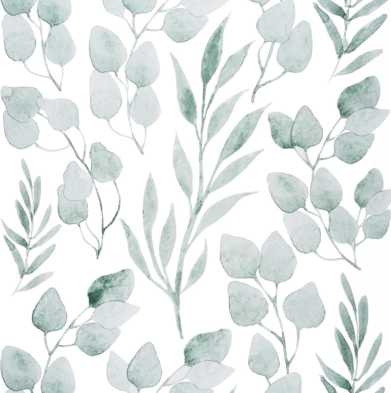 Caltero Green Leaf Wallpaper Floral Wallpaper Peel and Stick Wallpaper 17.7" x 394" Self Adhesive Removable Wallpaper Green Wallpaper Floral Contact Paper for Cabinets Bedroom Wall Decor