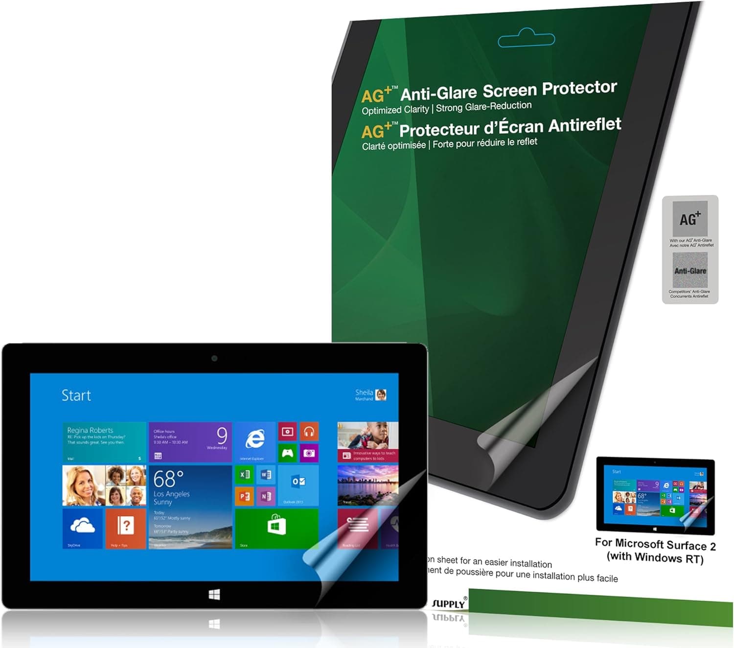 Green Onions Supply 872621004527 AG+ Anti-Glare Screen Protector for Microsoft Surface 2 (RT-SPMS202HD)