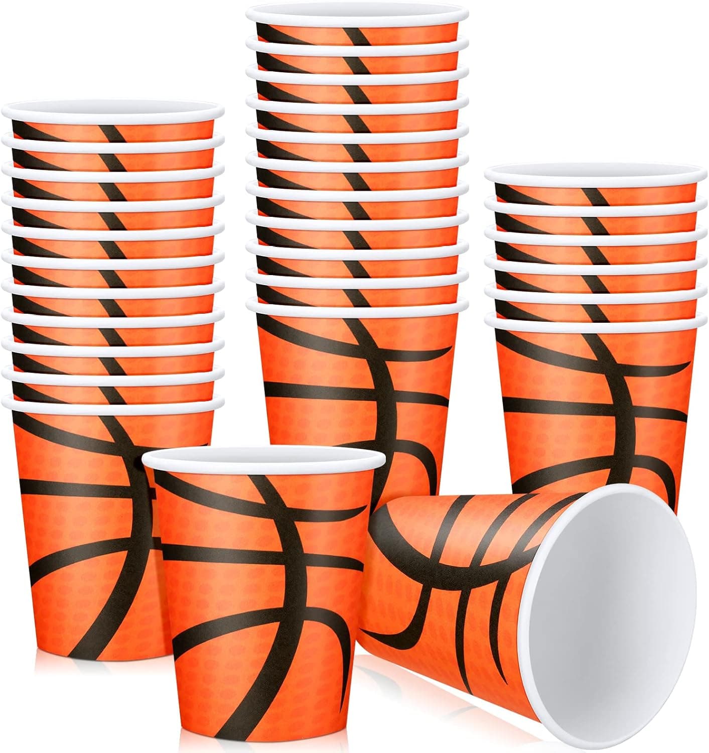 100 Pack Basketball Themed Party Paper Cups 9 Ounces Paper Basketball Cups for Basketball Party Supplies Decorations Basketball Party Favors