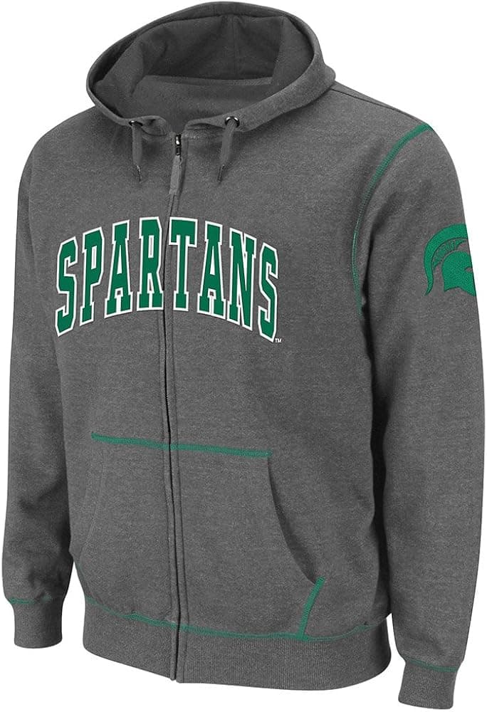 NCAA Michigan State Spartans Men's Blackout Full-Zip Fleece Hoodie