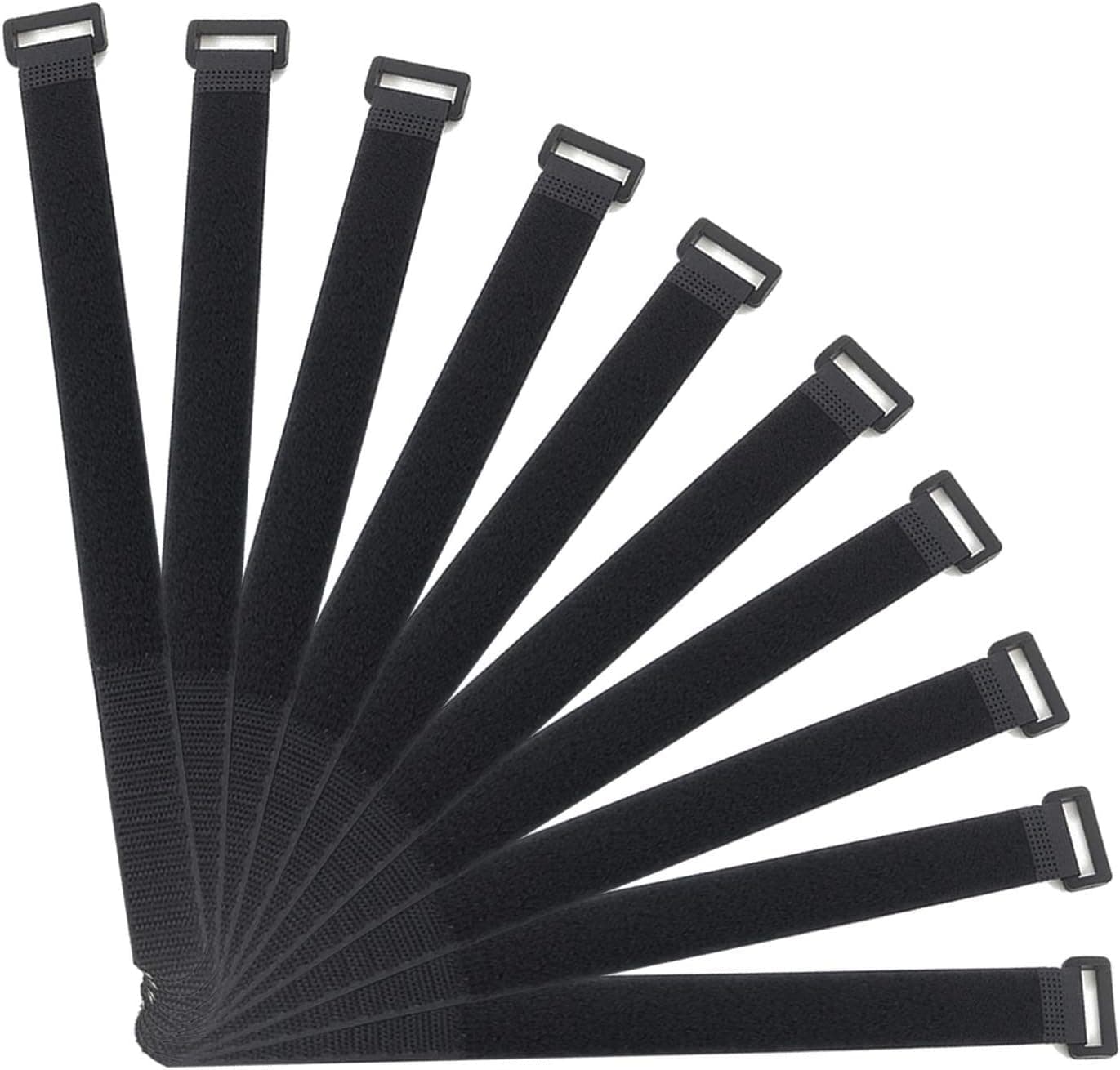 HUAPX Fastening Hook and Loop Cable Straps,10Pack Black Self-Adhesive Cable Ties,Nylon Securing Straps with Buckles,Adjustable and Reusable Cinch Straps for Cords Organized and Tidy(1" x 24")