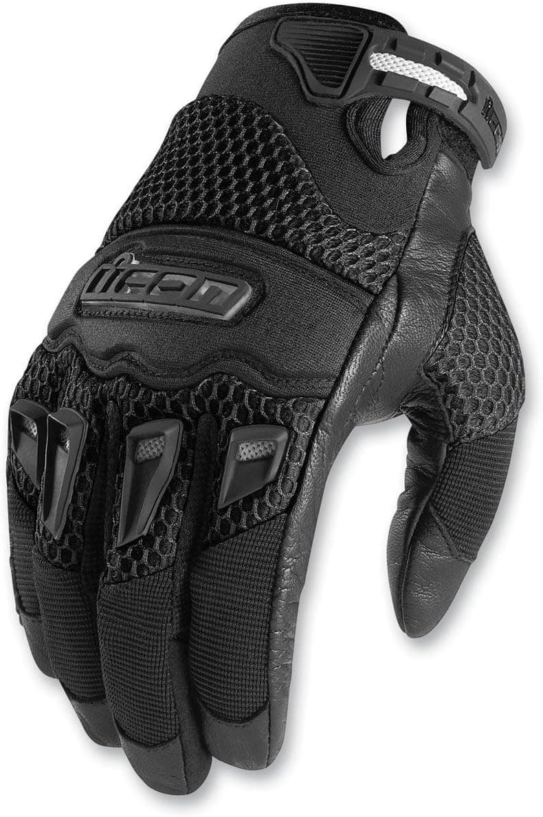Icon Twenty-Niner Women's Leather/Mesh Road Race Motorcycle Gloves - Black / Small