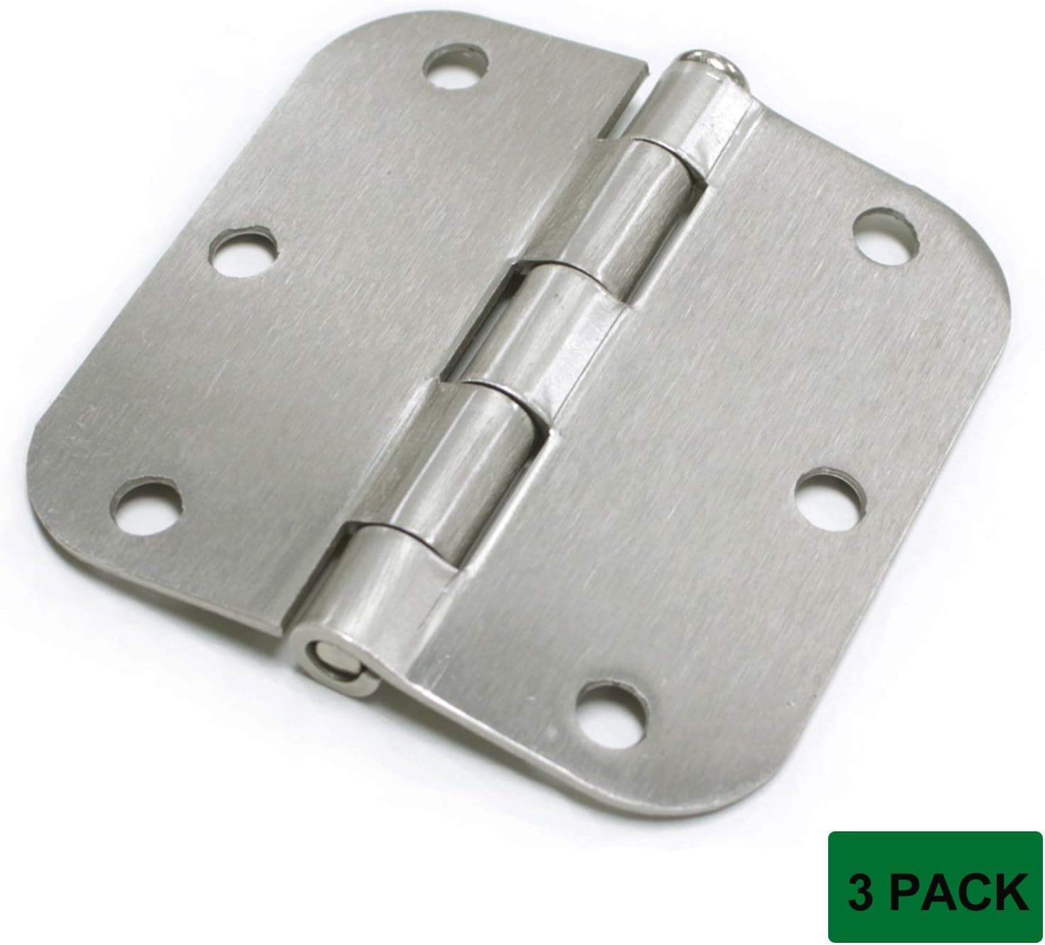 Probrico Door Hinges 3-1/2 x 3-1/2 5/8 Rounded Corner Satin Nickel 3 Pack