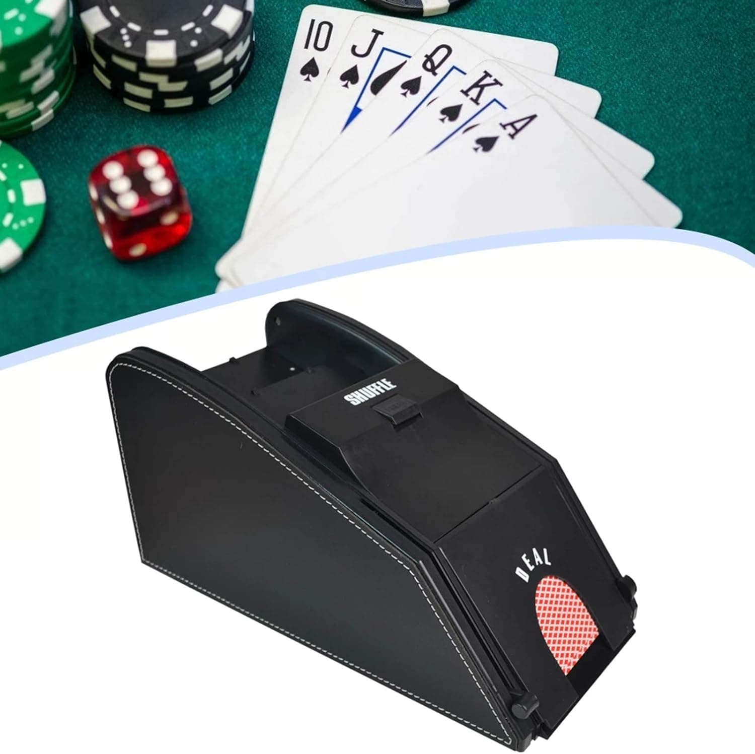 Kimcc 2 in 1 Casino Card Shuffler,Double Use Electric Automatic Card Shuffler,110V-220V Electronic Professional Card Shuffler,for Home Party Club Poker Games Casino Dealer(2 Deck)