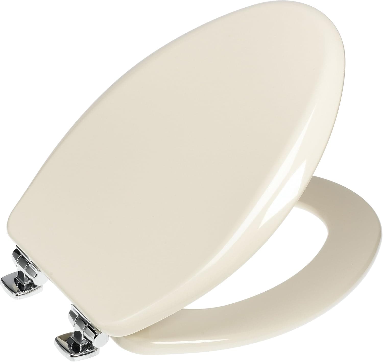 Mayfair 19160CHSL 346 Designer Series Alesio Toilet Seat with Chrome Whisper-Close Hinges, Elongated, Biscuit/Linen