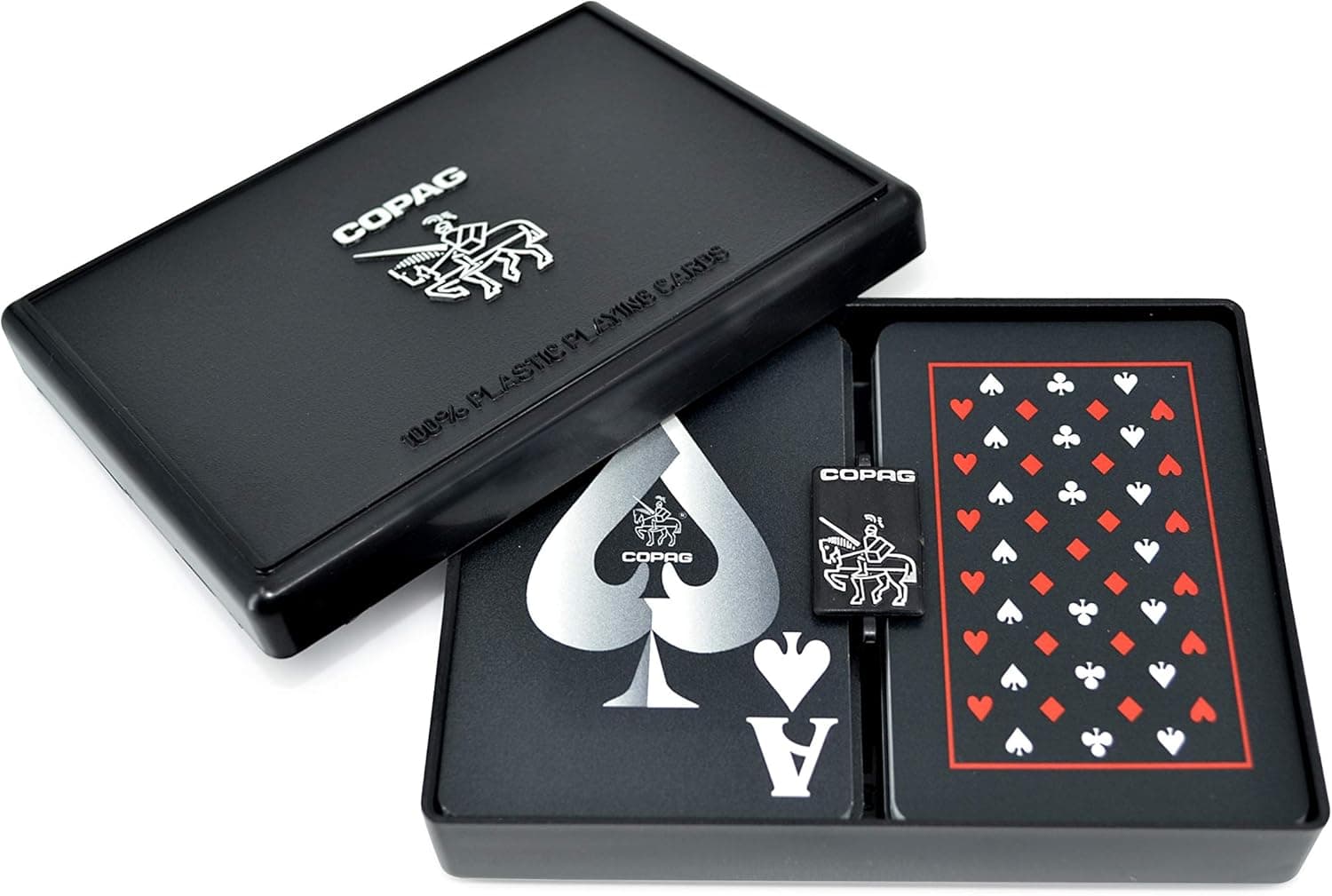 Copag EPOC Design 100% Plastic Playing Cards, Bridge Size Jumbo Index Red/Black Double Deck Set……