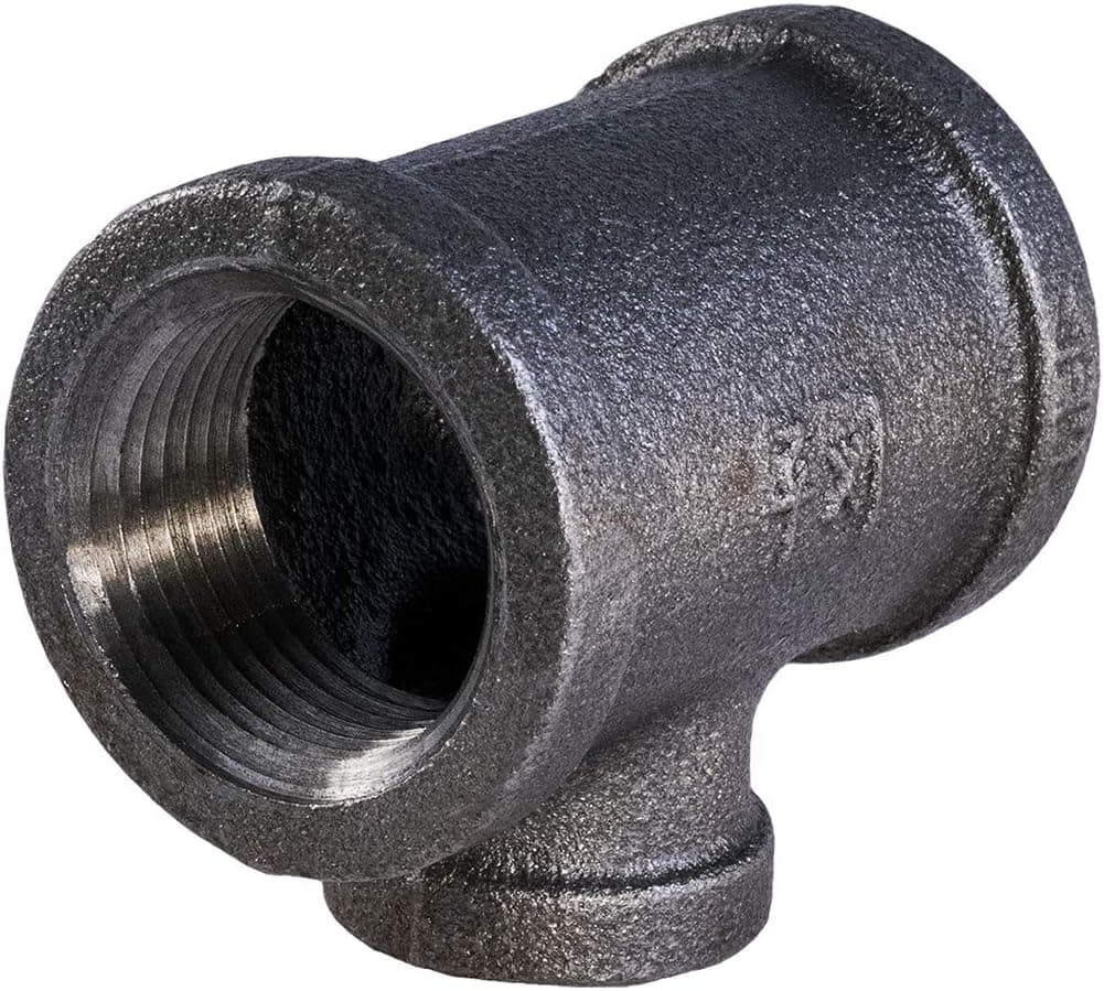 Supply Giant CNSU3004 1" x 1/2" Black Malleable Reducing Tee with Female Threaded Fitting
