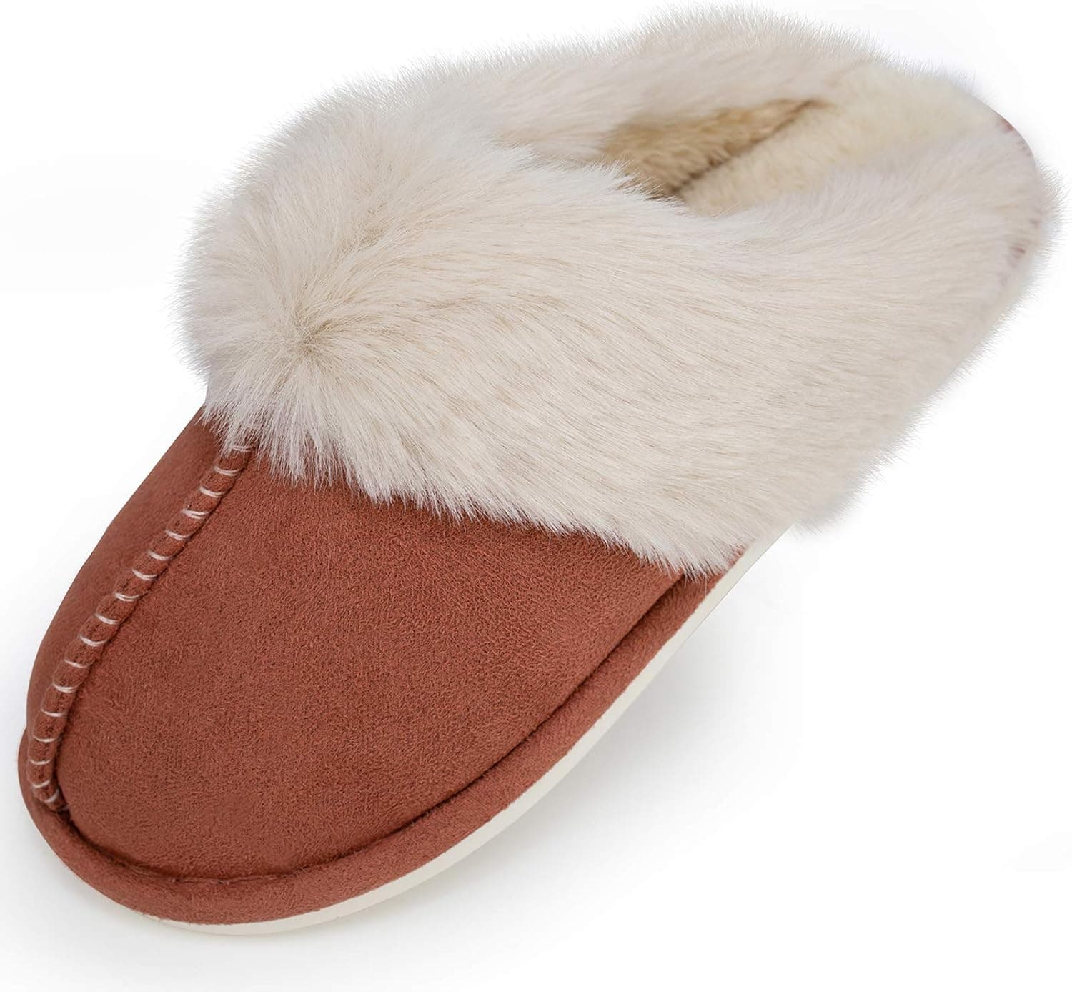 Womens Comfy Slippers Faux Fur House Shoes Indoor Outdoor Bedroom Warm Lady Memory Foam Fuzzy Slippers Winter