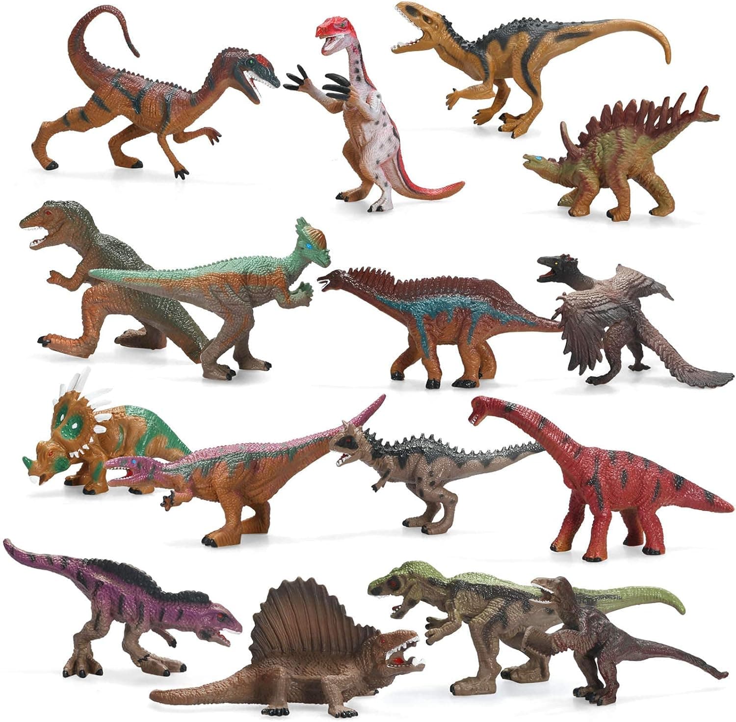 Tblicked Dinosaur Toys Realistic Dinosaur Figures 16 Pack Kids Dino Educational Toys 5 Inch Party Favor Animal Figurine Model Spinosaurus T-Rex Velociraptor Brachiosaurus, Dinosaur Toys for Kids 3-5