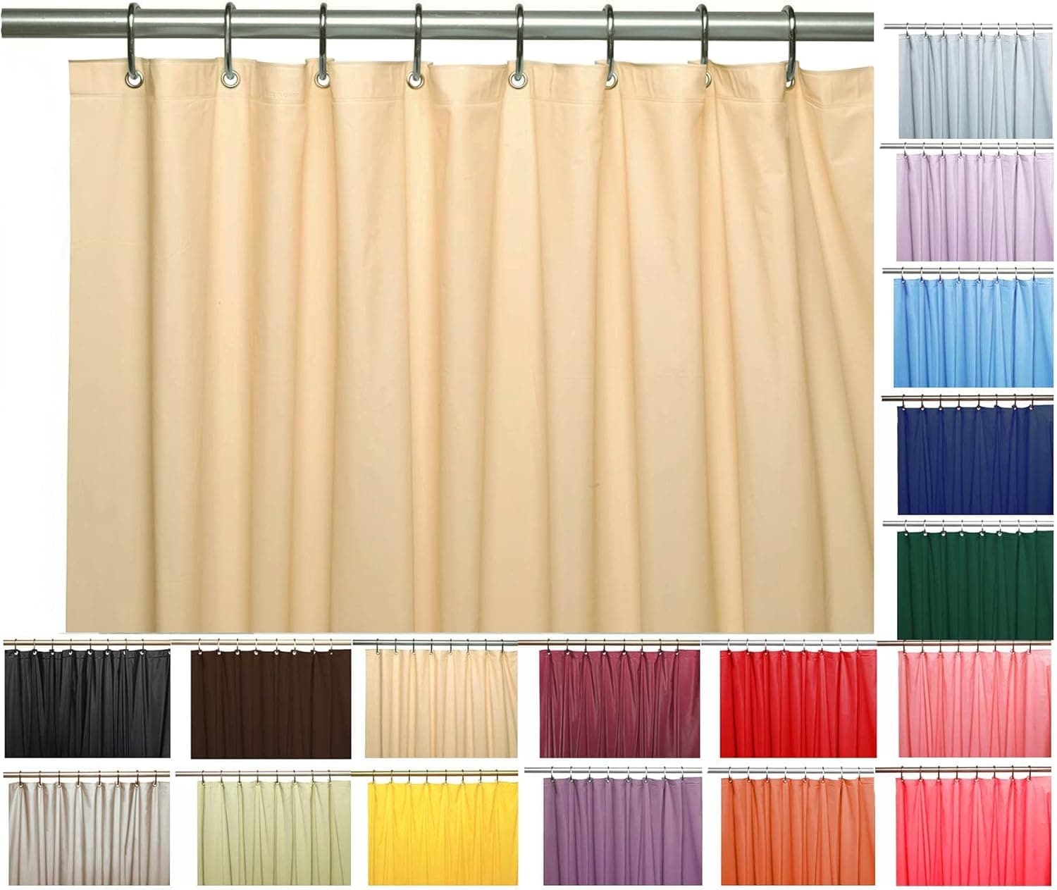 Venice Collections Elegant Heavy Duty Vinyl Shower Curtain Liner with 12 Metal Grommets Sand