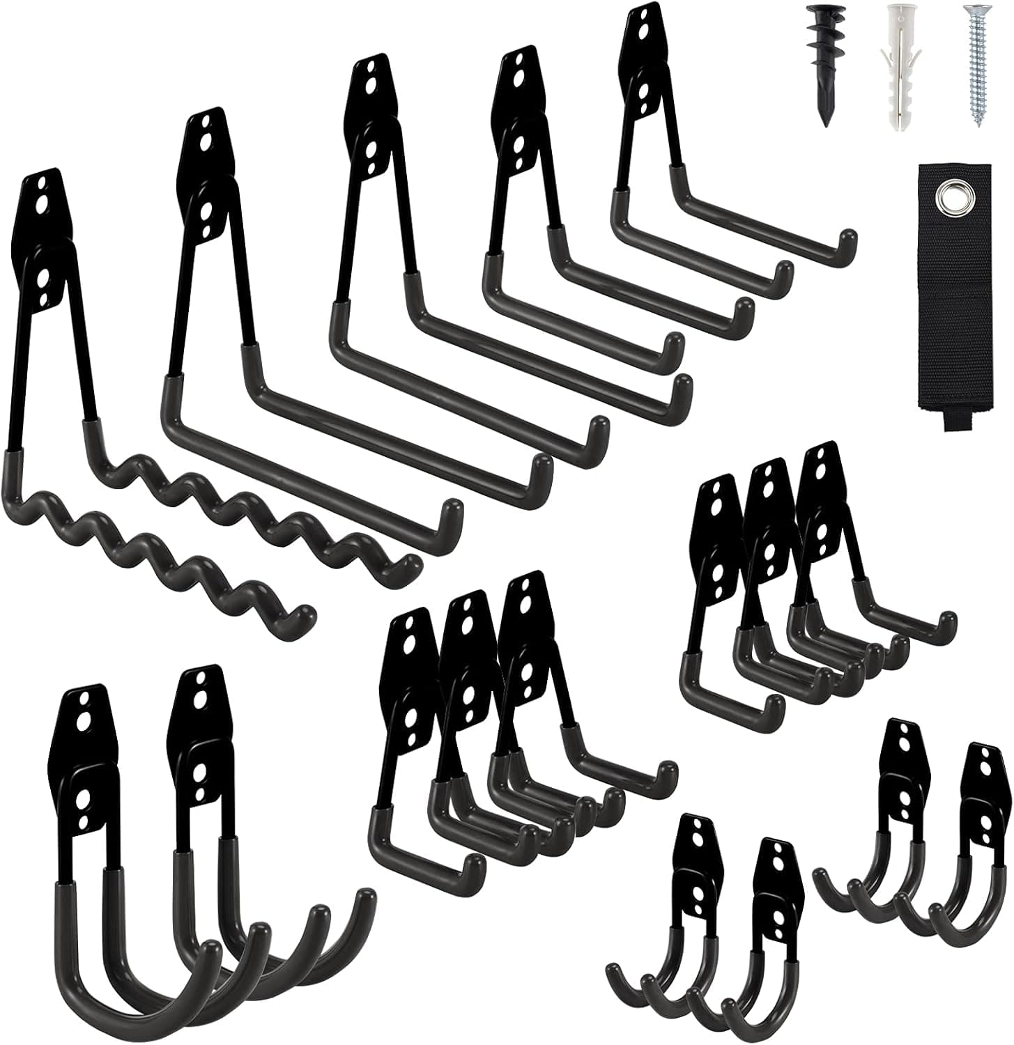 AOBEN Garage Hooks 18 Pack,Heavy Duty Garage Storage Utility Hooks,Heavy Duty Wall Mount Steel Hook for Organizer Power Tools,Garden,Bicycles,Ladders(Black)