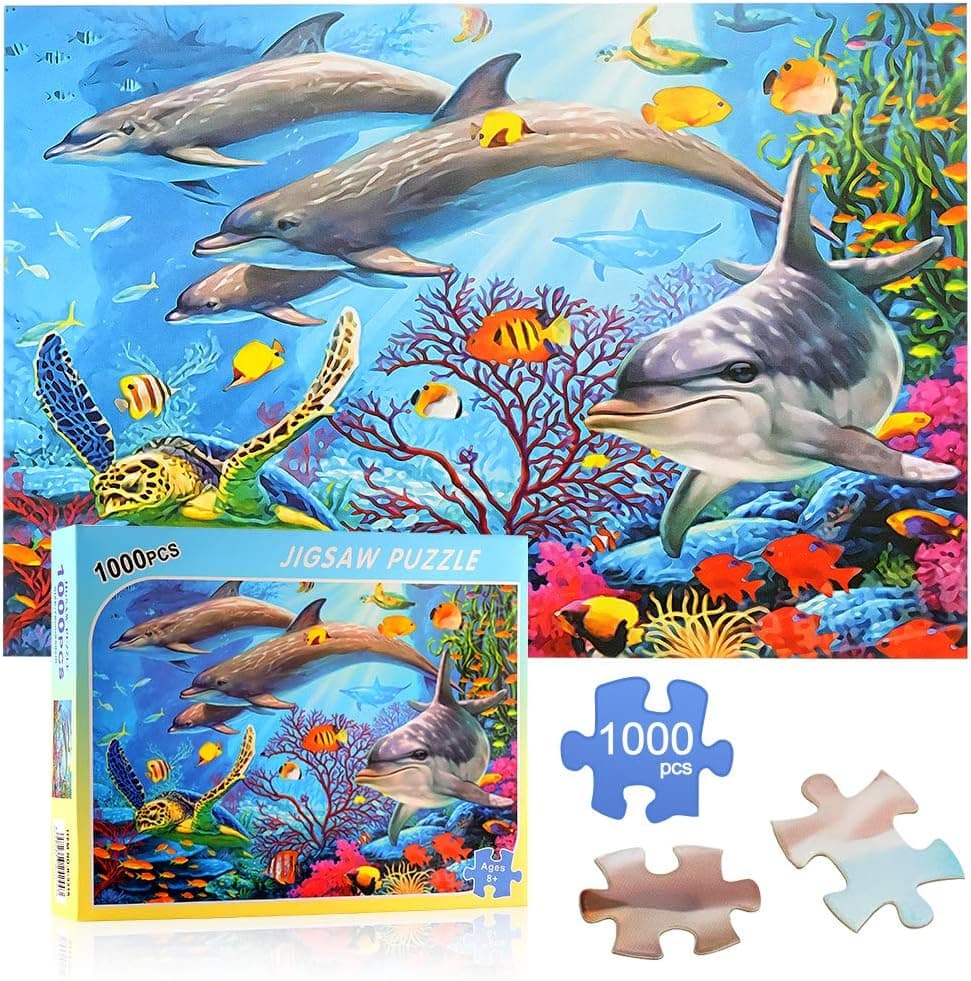 Dearwhite Jigsaw Puzzles for Adults Kids 1000 Pieces Puzzle- Personalized Photo Funny Gifts（Ocean World）